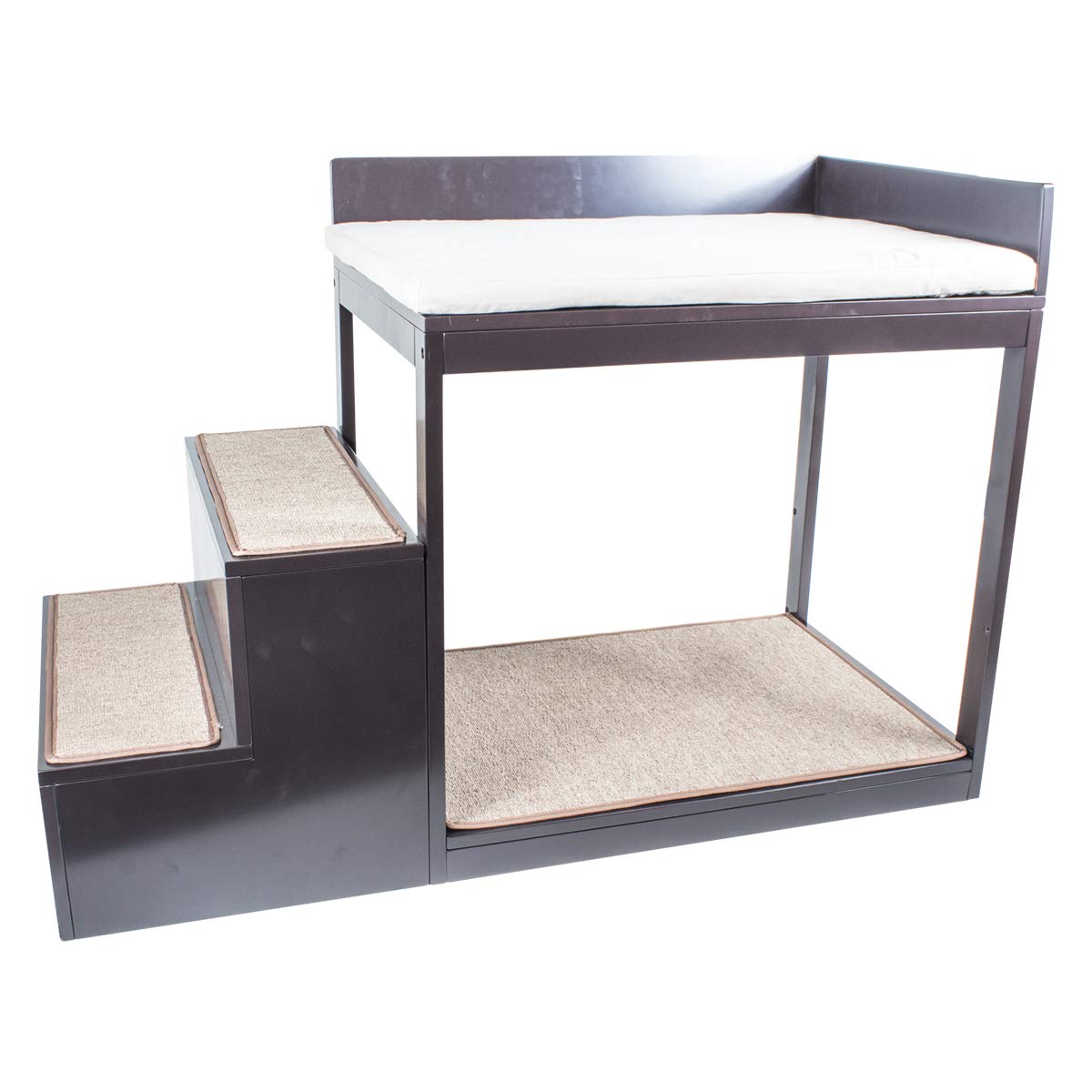 Penn-Plax Buddy Bunk Multi-Level Pet Bed & Stairs for Small Dogs & Cats - 3 Step System for High Beds & Couches - Durable & Space-Saving for Modern Homes (DOGF60) | Perfect for Elderly Pets & Small Breed Comfort