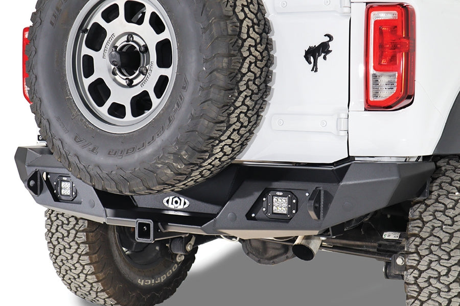 2021-2023 Ford Bronco LOD Offroad Destroyer Rear Bumper - Heavy Duty Black Steel Bumper for Off-Roading & Adventure | Perfect for Rock Crawling, Overlanding & Trail Riding
