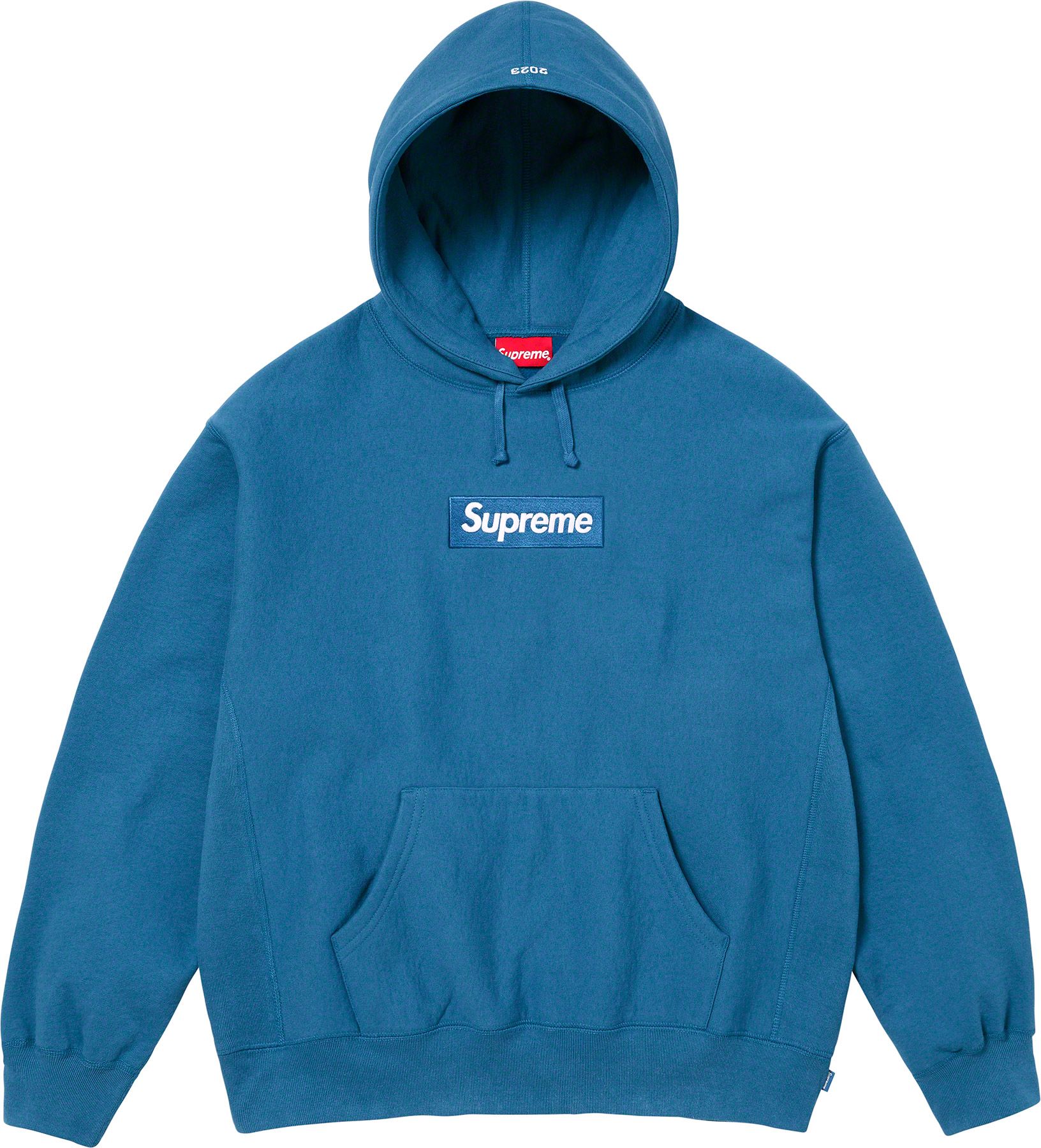Supreme Box Logo Hooded Sweatshirt - Blue Cotton Pullover Hoodie for Men & Women | Winter Streetwear Fashion, Casual Outfit, Urban Style