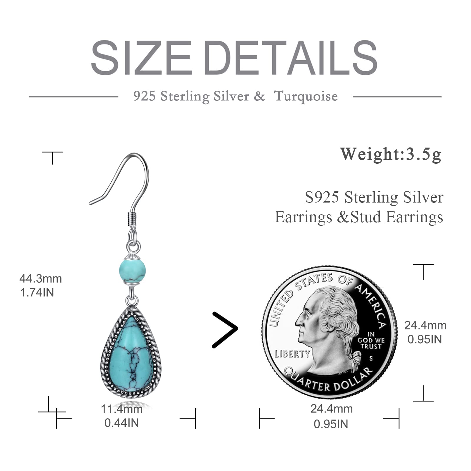 Elegant Sterling Silver Turquoise Dragonfly Dangle Earrings for Women | Handmade Owl & Animal Jewelry | Perfect Birthday & Mother's Day Gift for Mom | Great for Casual Wear, Parties & Special Occasions