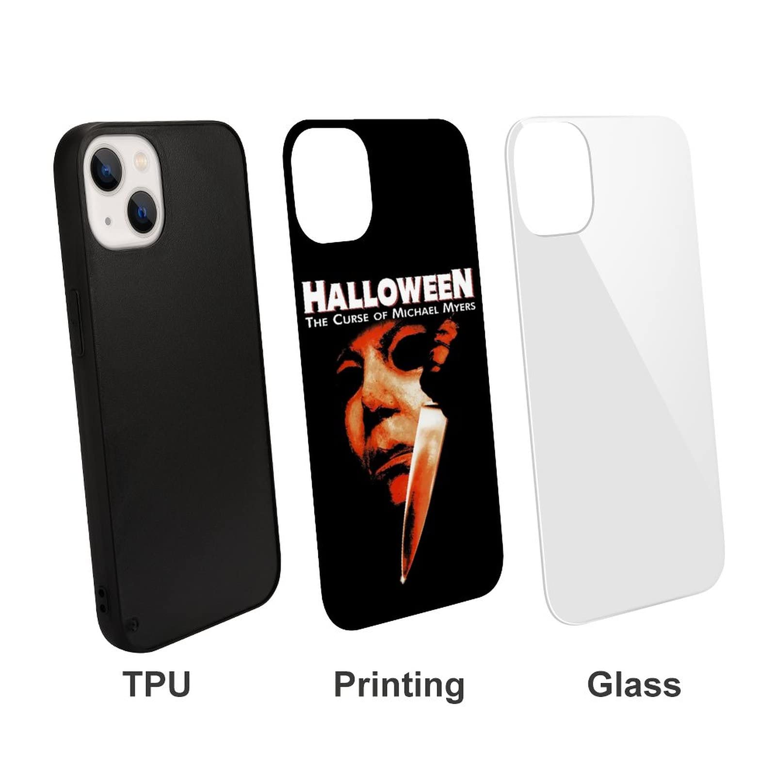 Michael Myers Halloween iPhone 13 Full Body Glass Case - Shatterproof Protective Phone Cover for iPhone 13/13 Mini - Perfect for Halloween Parties, Horror Movie Nights & Themed Events