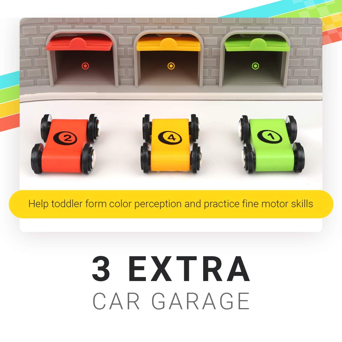TOP BRIGHT Car Ramp Toys for Toddlers - 4-in-1 Race Track Set with 4 Toy Cars, Parking Lot & Gas Station - Fun Educational Toys for 2-4 Year Old Boys & Girls - Perfect for Indoor Playtime, Birthday Gifts & Preschool Learning Activities