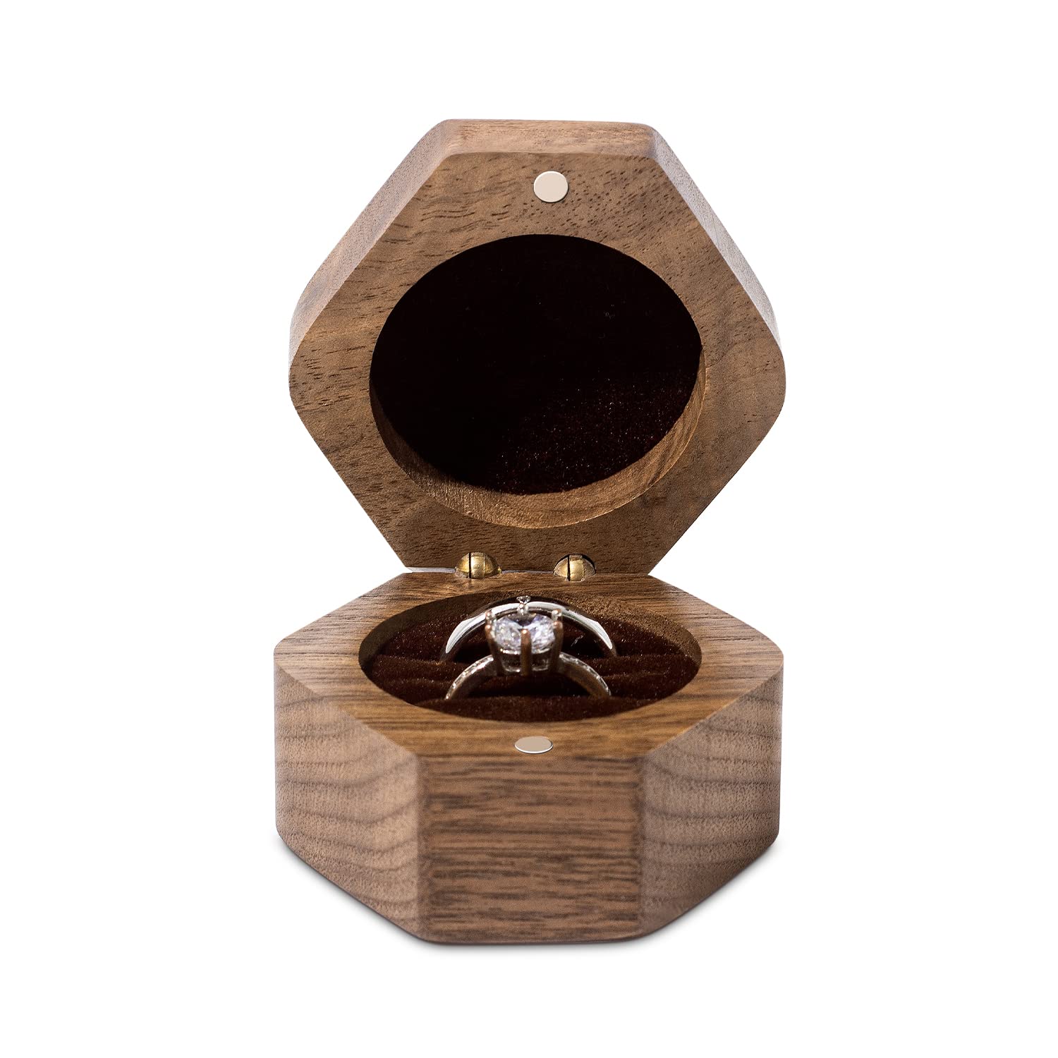 Handcrafted Wooden Ring Box for Proposal - 2 Slot Bearer Box, Wedding Ceremony Engagement & Anniversary Ring Holder (Rhombus Shape) - Perfect for Surprise Proposals, Vow Renewals & Romantic Gift Giving