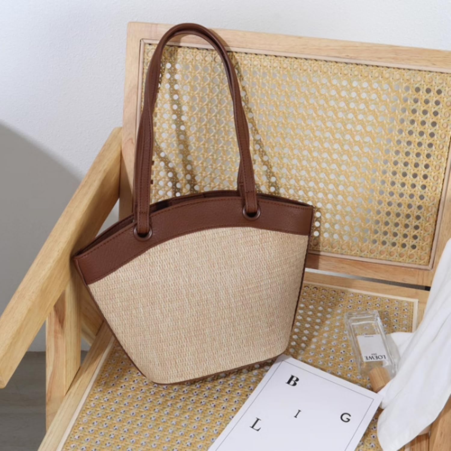 Eco-Friendly Straw Tote Bag for Women - Handmade Woven Beach Shoulder Bag - Summer Hobo Purse - Perfect for Beach Vacations, Picnics & Farmers Market Shopping