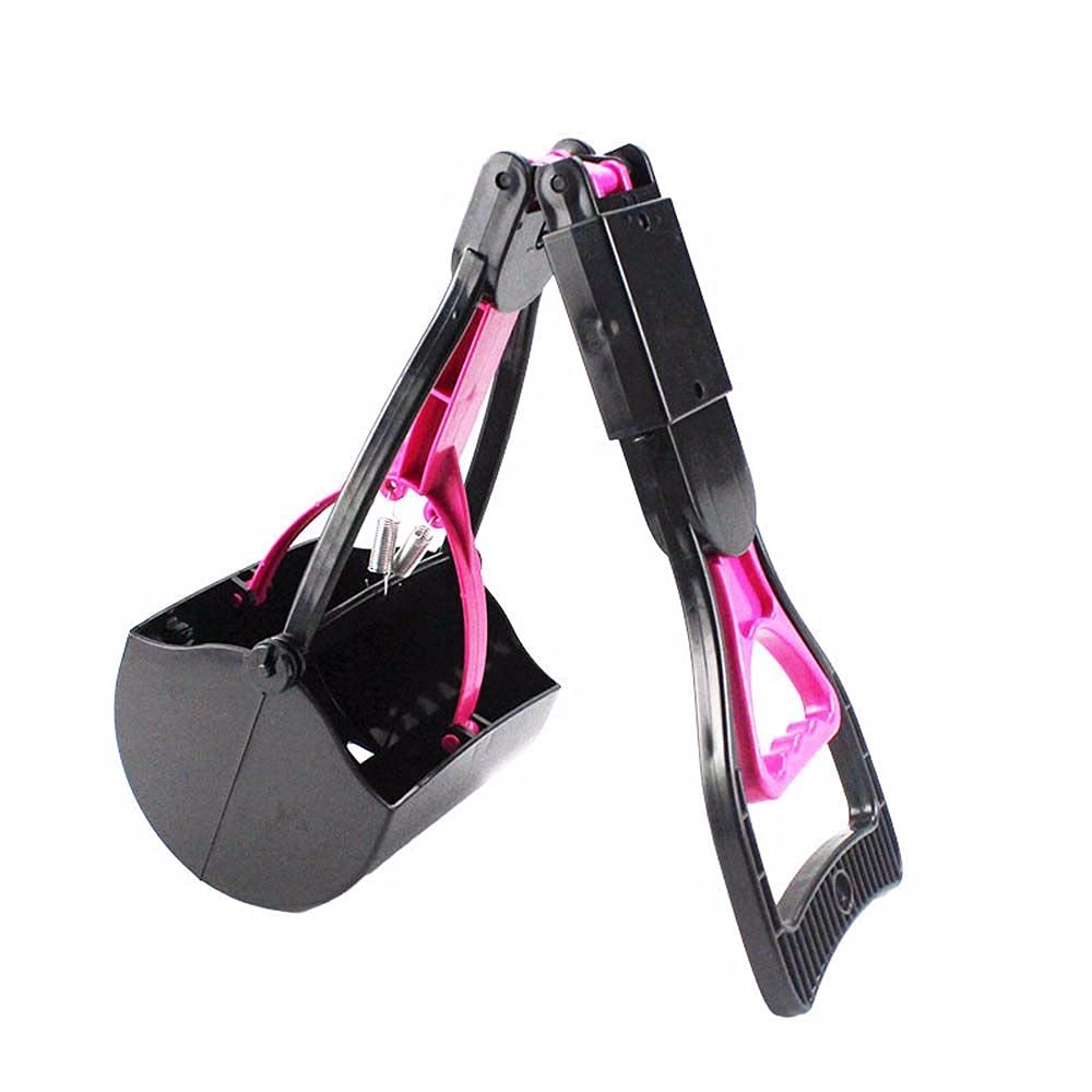 Foldable Pet Poop Scooper - Portable Dog Waste Cleaner with Handle for Easy Pickup, Durable Stainless Steel Pooper Scooper for Dogs & Cats (Pink) - Ideal for Backyard, Park & Outdoor Pet Cleanup
