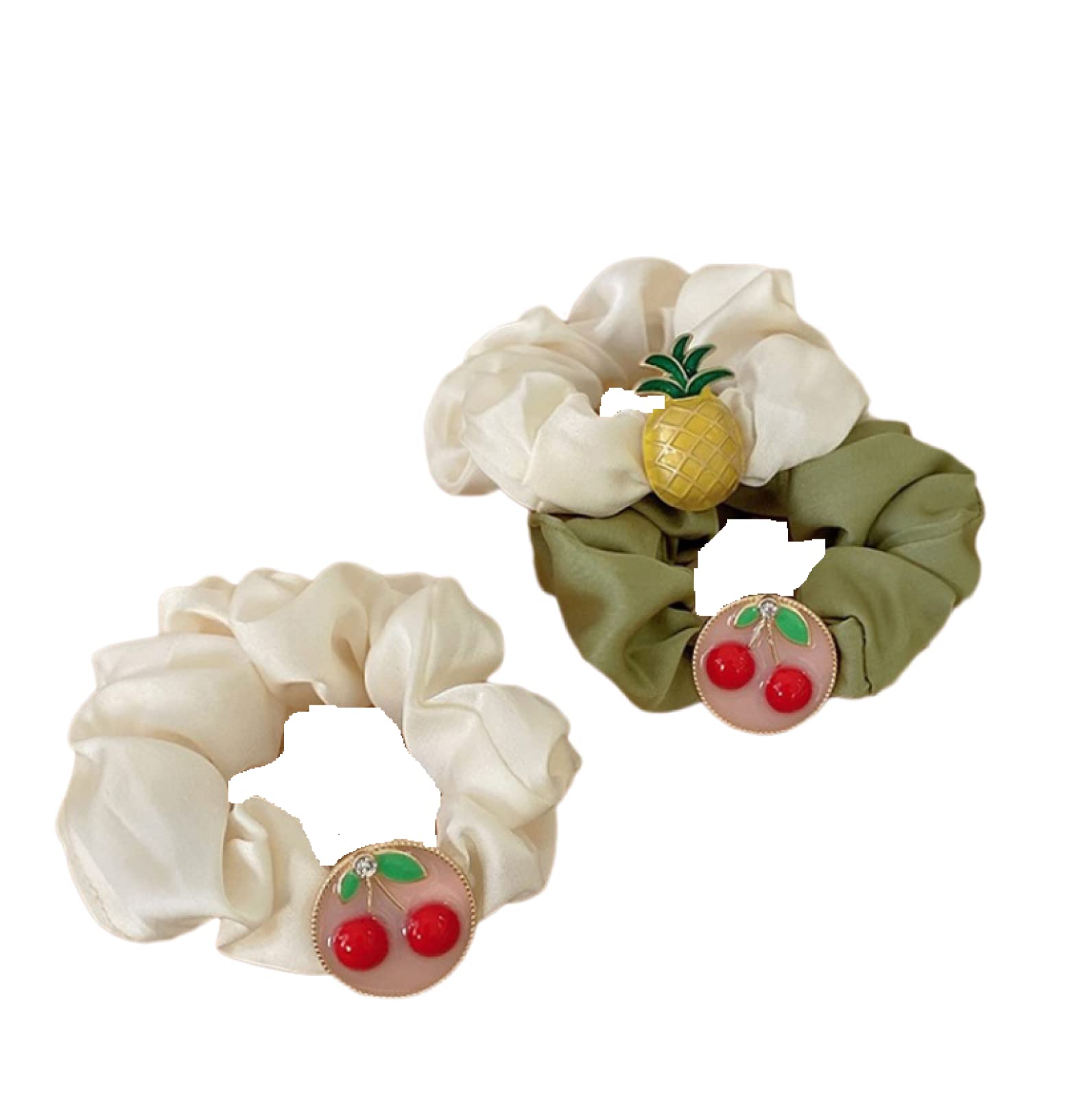 3Pcs Cherry Head Ponytail Holder Hair Ties - Soft Elastic Hair Bands for Women, Girls, and Teens - Perfect for School, Work, Gym, and Everyday Styling