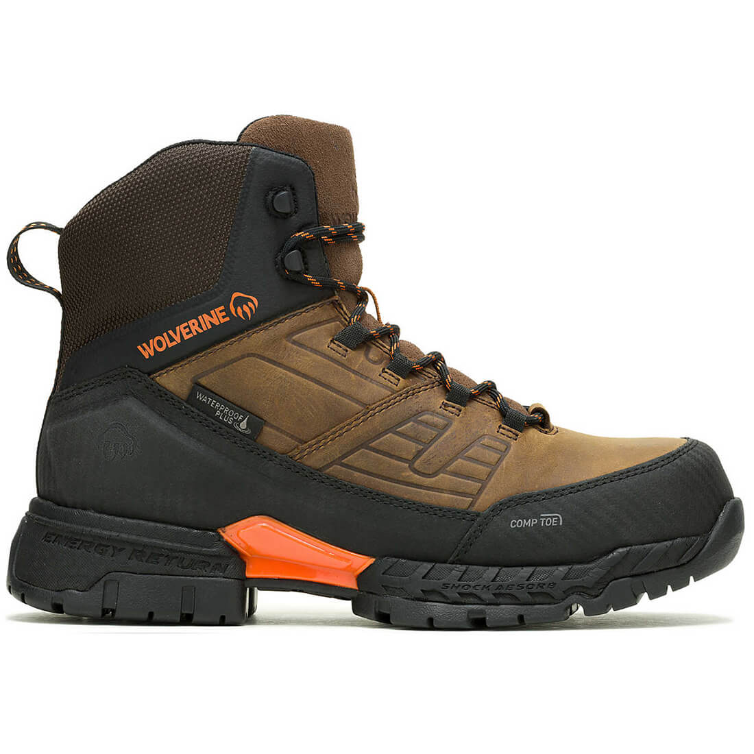 Surge LX Energy Rebound CarbonMax Work Boots for Men - Brown Safety Shoes with Slip Resistance & Comfort Support - Ideal for Construction, Warehouse & Outdoor Work