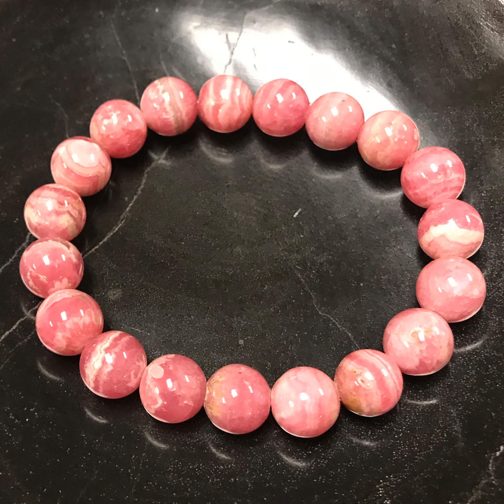 10mm Rhodochrosite Gemstone Stretch Bracelet - Unisex Adjustable Healing Crystal Jewelry for Men & Women - Perfect for Meditation, Yoga, and Spiritual Gifts