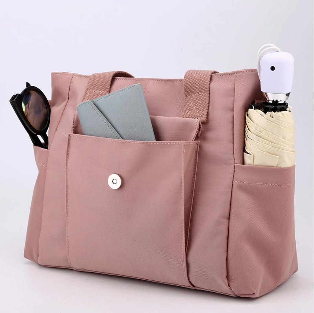 Stylish Waterproof Canvas Tote Bag for Women & Men - Lightweight Crossbody Shoulder Bag with Multiple Pockets - Large Durable Messenger Bag for Work, Travel, Shopping & Daily Use