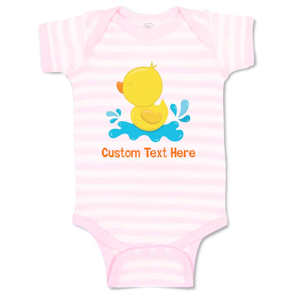 Custom Baby Bodysuit - Funny Duck Swimming Print, 100% Cotton Striped Onesie for Boys & Girls | Perfect for Playtime, Photo Shoots & Everyday Wear