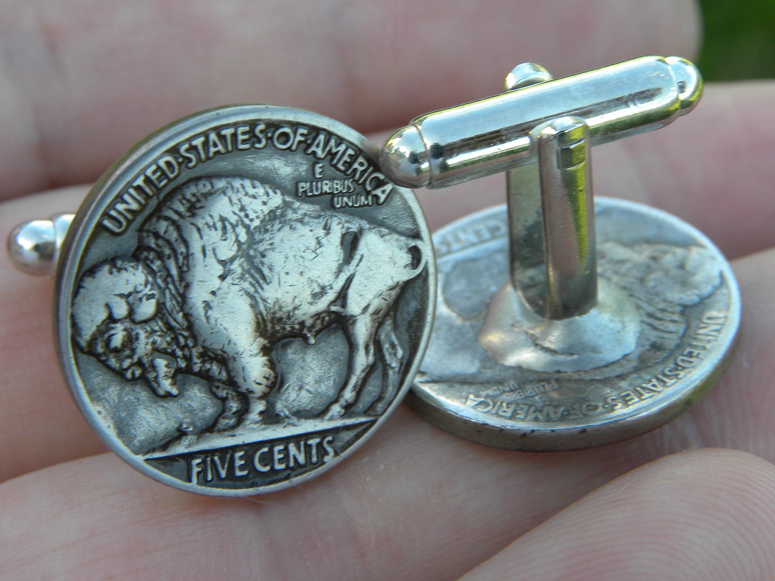 Authentic Buffalo Indian Head Nickel Coins (1930-1938) - Genuine Collectible Coin Cufflinks - Perfect Gift for Bison Lovers & Coin Collectors - Ideal for Weddings, Anniversaries, and Western-Themed Events