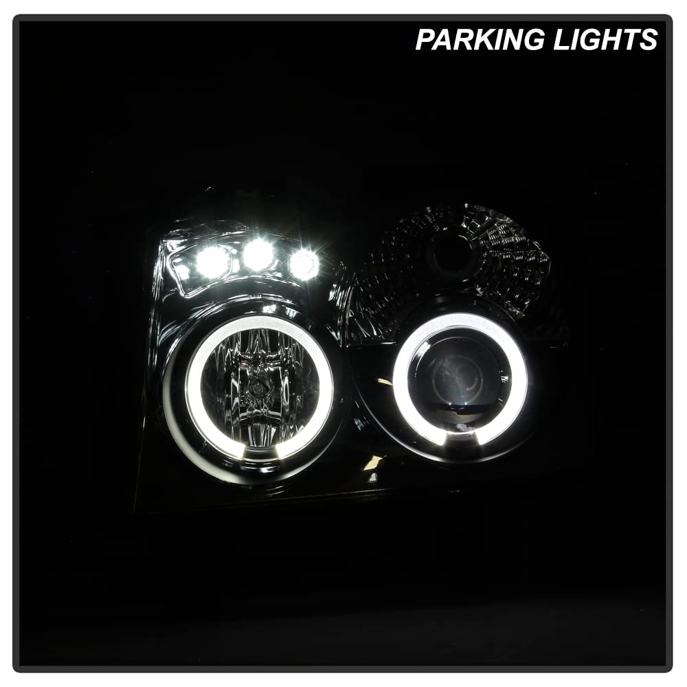 2005-2007 Jeep Grand Cherokee LED Projector Headlights with Halo - Aftermarket Replacement Headlamps - Upgrade for Better Night Visibility & Style