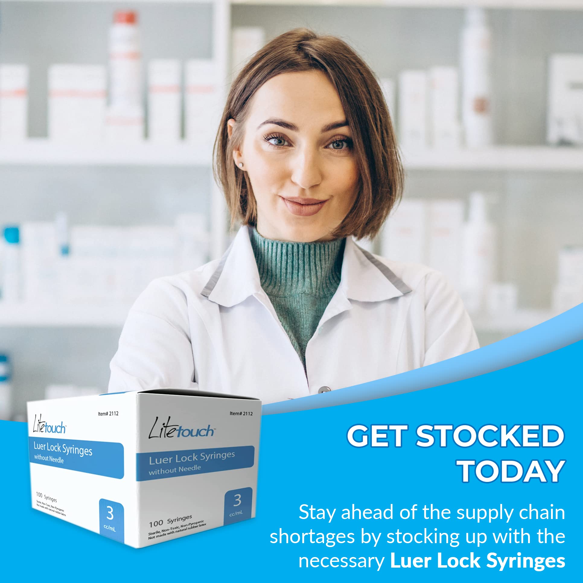 3mL Luer Lock Syringe - Sterile, Individually Sealed, 100pcs/Box (No Needle Included) - Perfect for Medical, Veterinary, and Laboratory Use