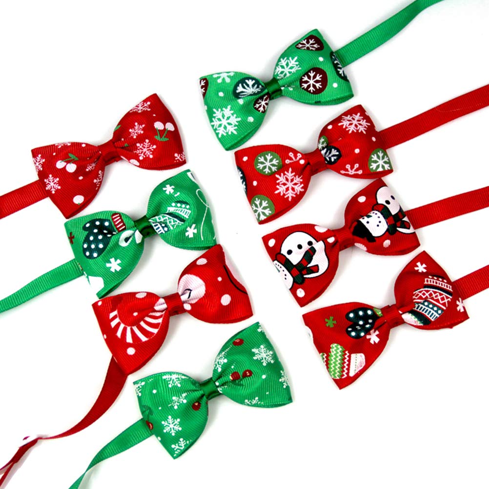 8Pcs Christmas Pet Dog Bow Ties - Adjustable Dog Collar Neckties for Small Medium Large Dogs - Festive Holiday Dog Accessories (Mixed Colors) - Perfect for Christmas Photos, Parties & Family Gatherings