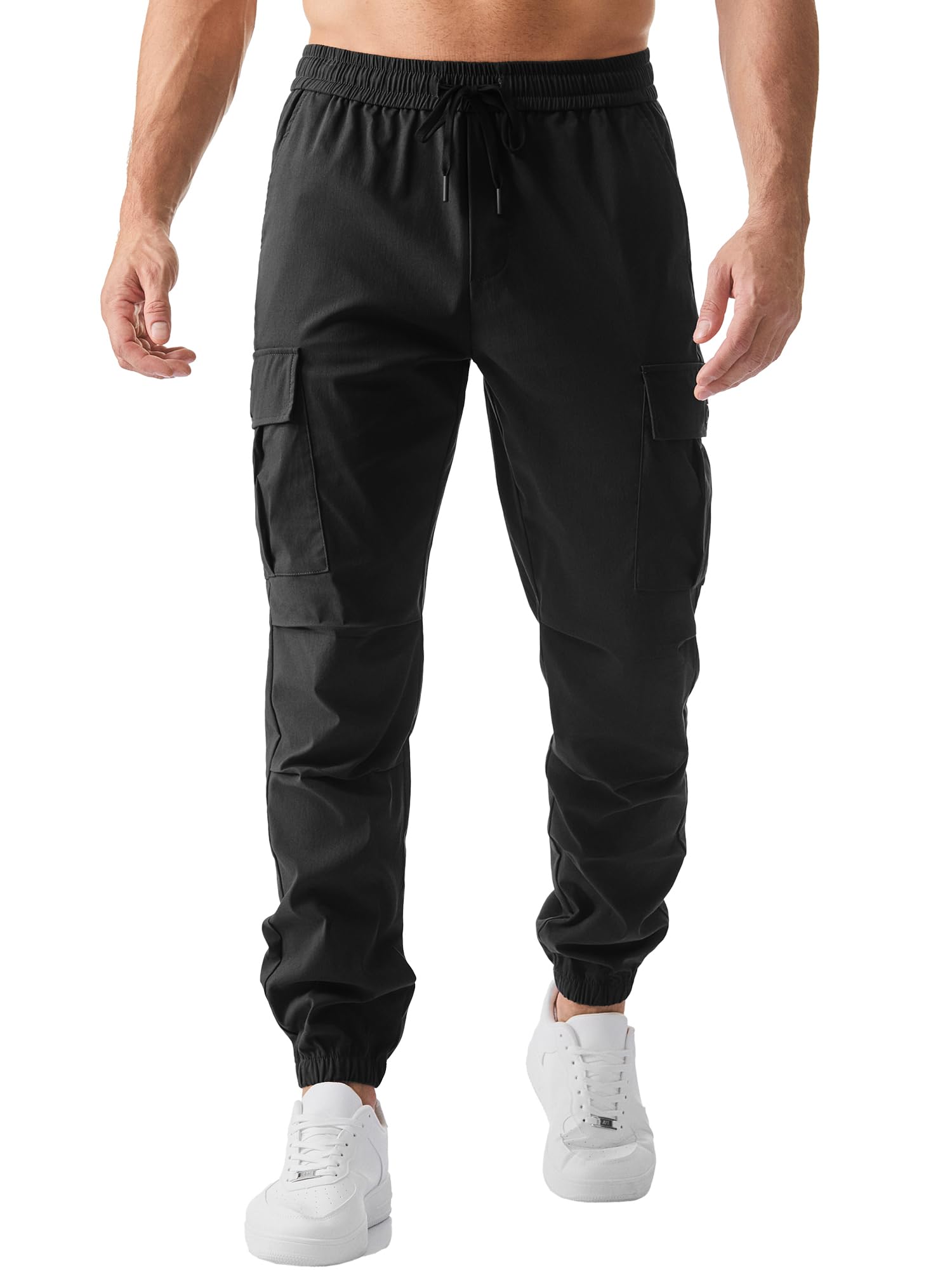JMIERR Men's Casual Cargo Jogger Pants - Elastic Waist with Drawstring, Stretch Relaxed Fit Work Pants, Tapered Sweatpants for Gym, Workout & Everyday Wear