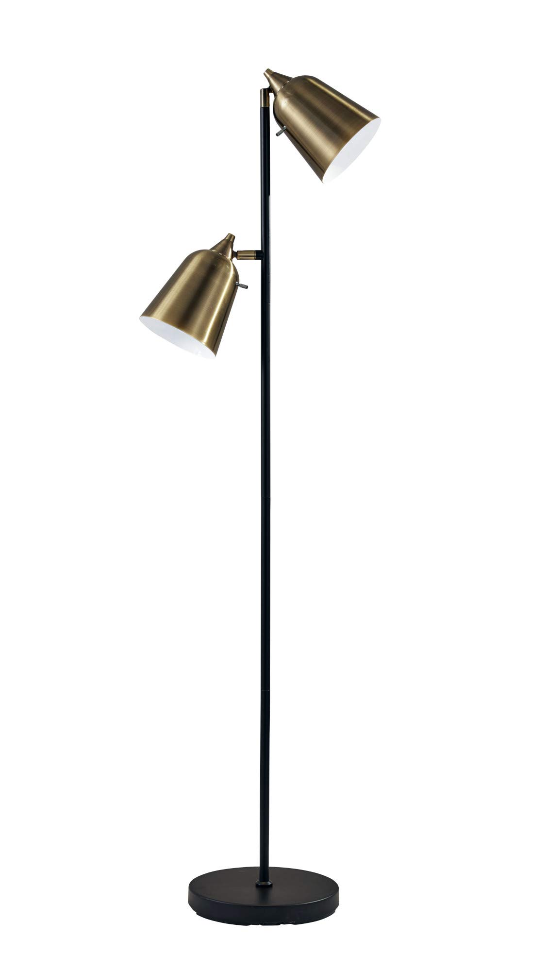 Adesso 3237-01 Modern Brass Floor Lamp with Matte Black Accents - Elegant Living Room Lighting for Home & Office Decor