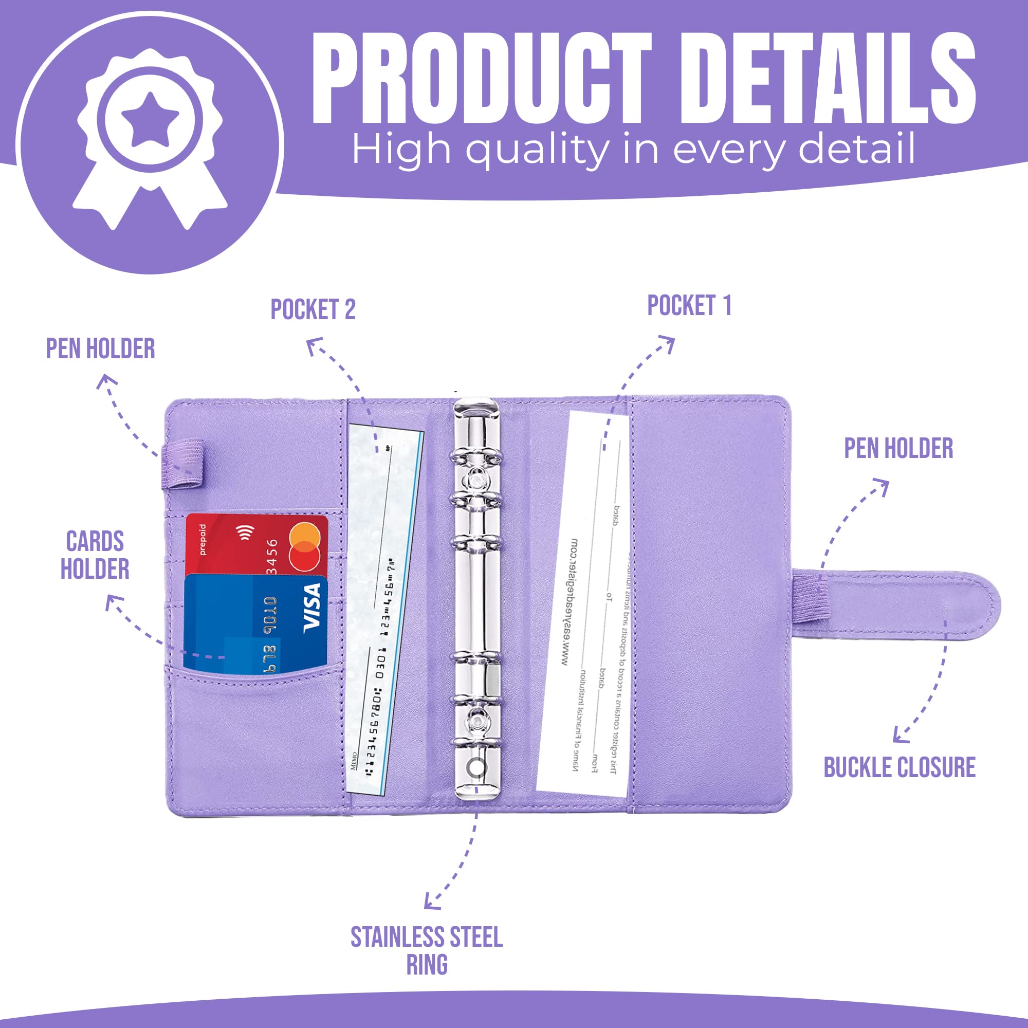 Budget Binder with Zipper Envelopes | Money Organizer for Cash System | Purple Financial Planner for Saving & Budgeting - Perfect for Home Finance, Dave Ramsey Envelope Method, and Personal Money Management