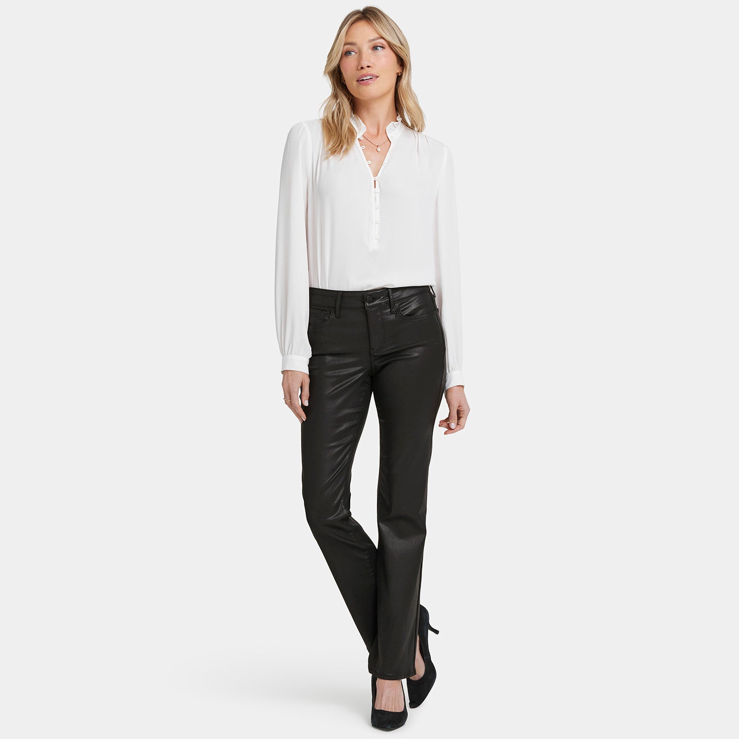 Coated Marilyn Straight Jeans - High Waist Black Coated Denim Pants for Women | Perfect for Casual Wear, Night Out & Office Style