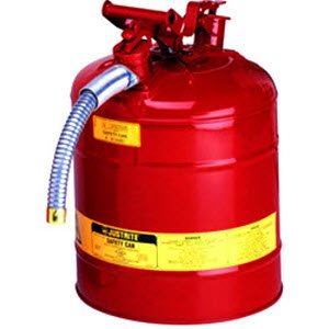 JUSTRITE 7250120 5 Gallon Type II Steel Safety Can - Flammable Liquid Storage for Gasoline, Oil & Chemicals | Workshop, Garage & Industrial Use