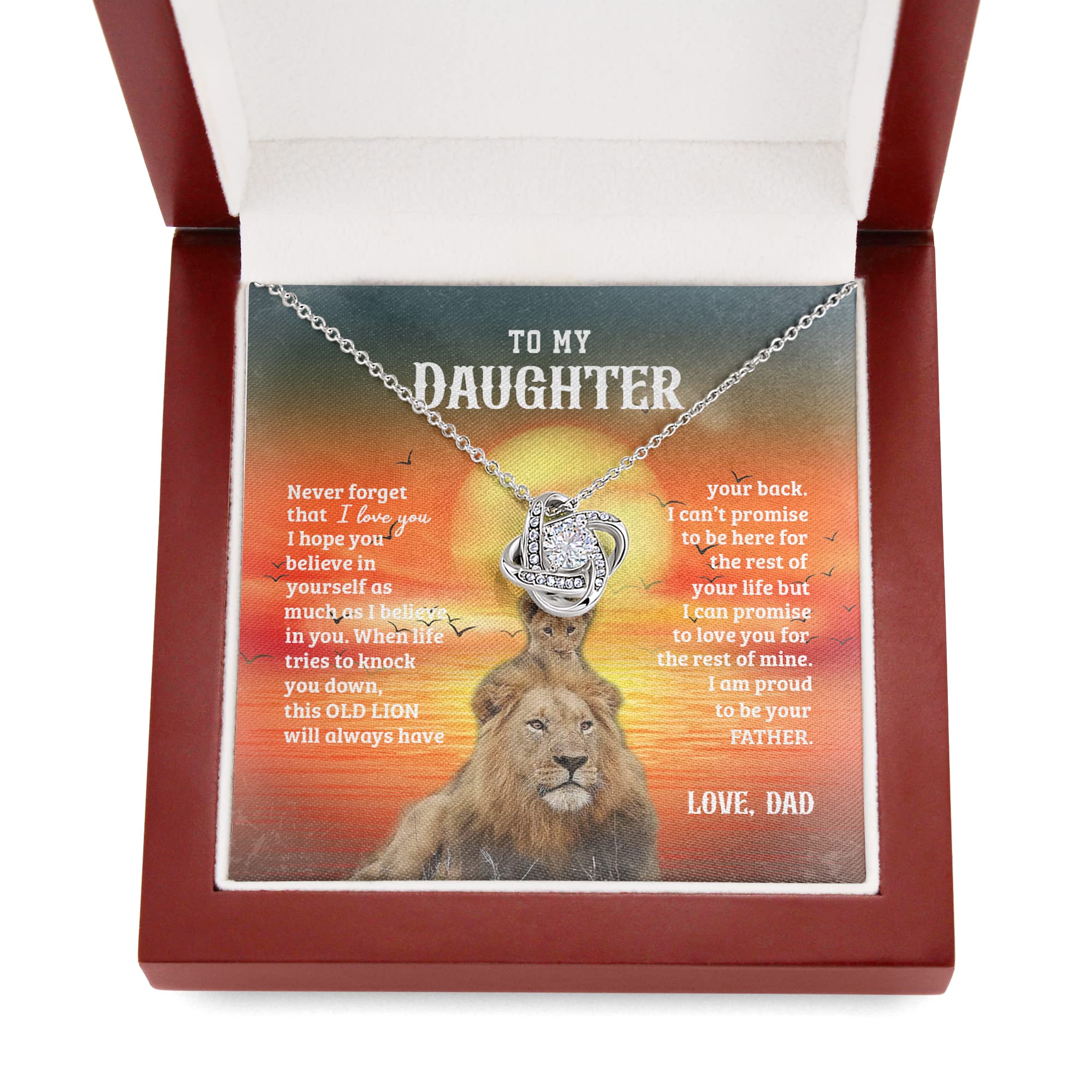 Lion Dad and Daughter Necklace - Father Daughter Gift, Love Knot Pendant for Birthday, Graduation & Special Occasions | Meaningful Jewelry from Dad to Daughter
