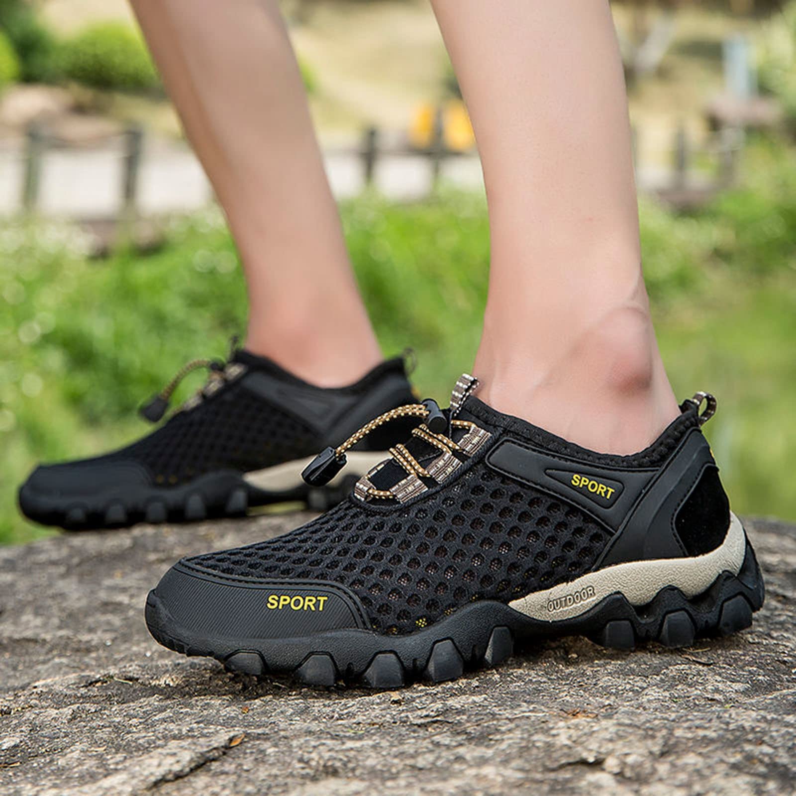 BIISDOST Men's Lightweight Hiking Shoes - Breathable Mesh Trekking Shoes with Non-Slip Sole for Outdoor Walking, Trail Running & Casual Wear - Perfect for Hiking, Travel & Daily Activities