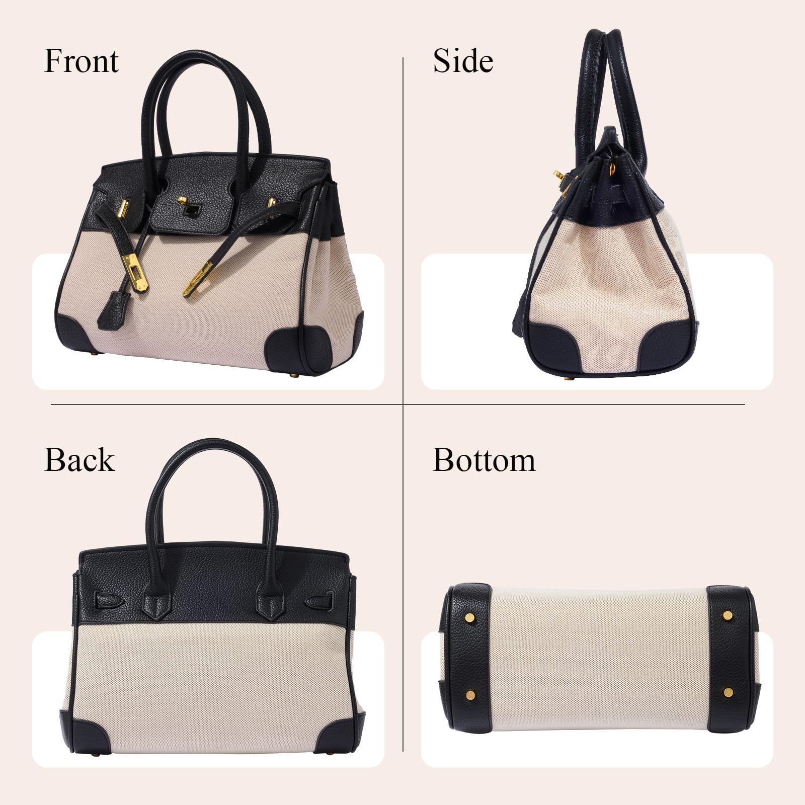 Elegant Leather & Canvas Top Handle Bags for Women - Stylish Satchel Handbag with Durable Shoulder Strap | Perfect for Work, Travel & Everyday Use
