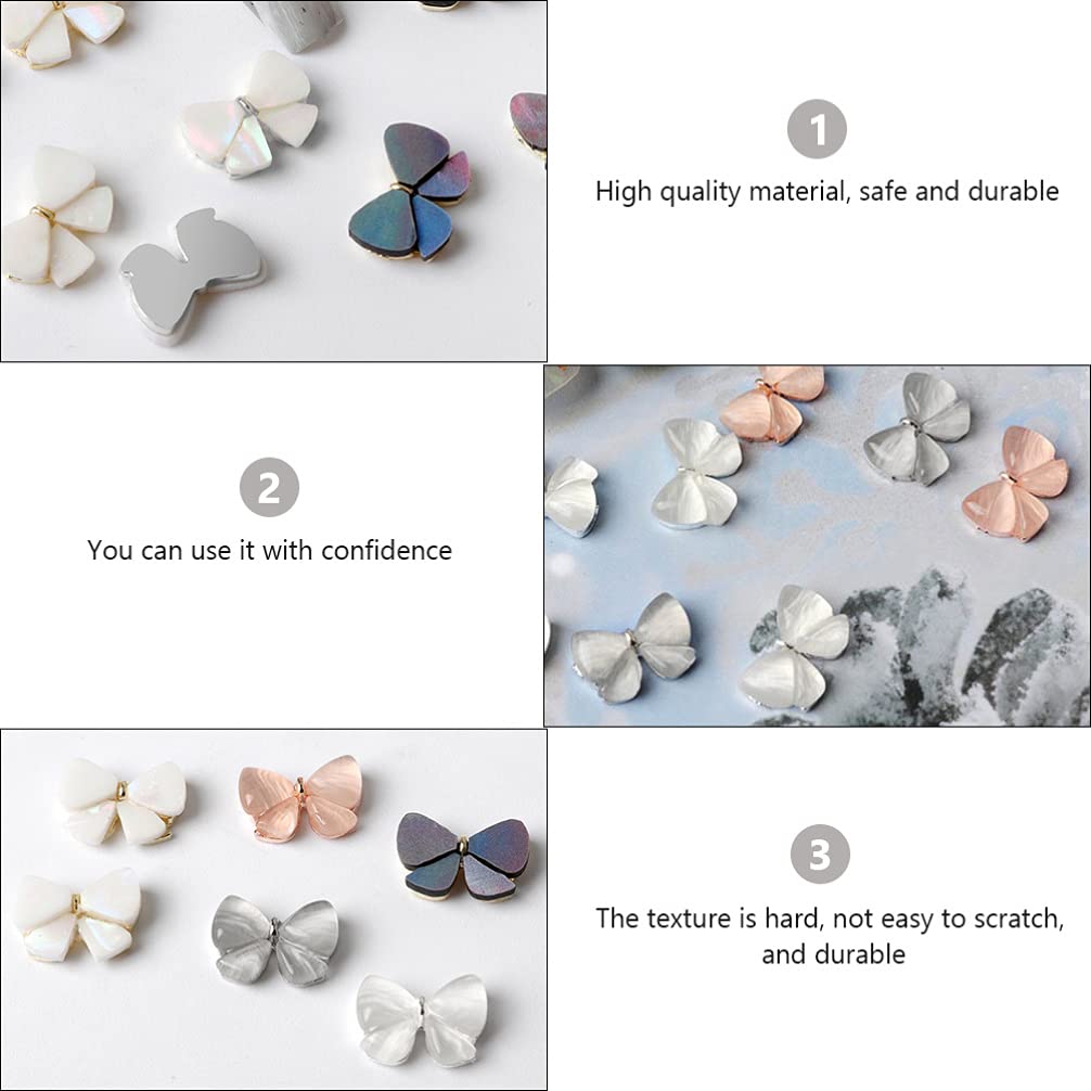 Beaupretty 6pcs Nail Art Studs with Bowknot Design - Self-Adhesive Nail Decals for Manicure & Nail Art - Perfect for DIY Nail Decoration, Parties, Weddings and Special Occasions