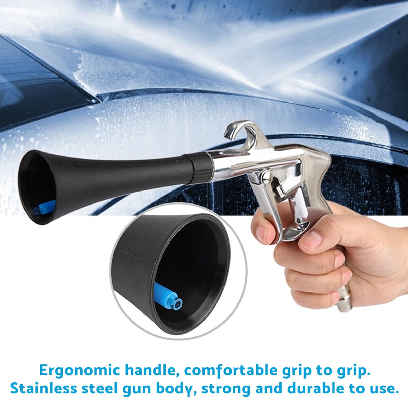 ALINREDBX 0.8Mpa High Pressure Car Wash Gun with Trumpet Nozzle - Interior & Exterior Vehicle Cleaning Tool for Detailing, Washing, and Water Blasting - Perfect for Cars, Trucks, and Motorcycles