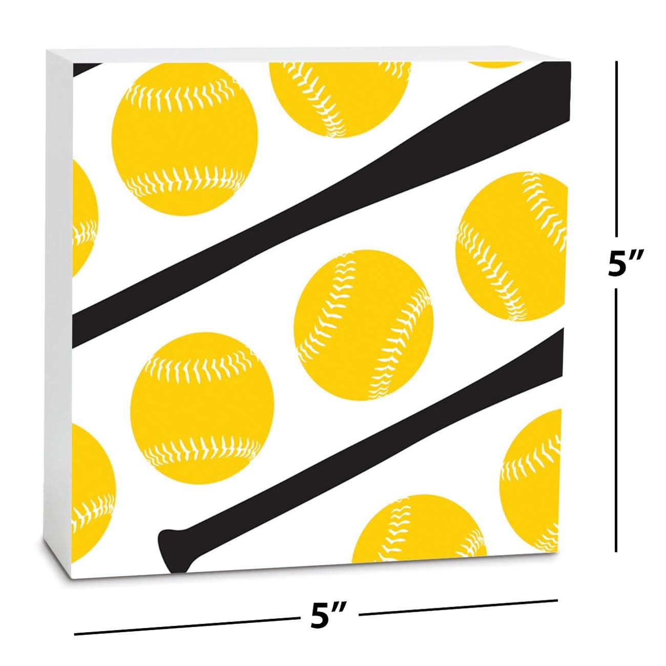 Elanze Designs Yellow Wooden Baseball Bat Tabletop Sign Plaque - 5x5 Inch Home Office Sports Decor for Baseball Fans & Game Room