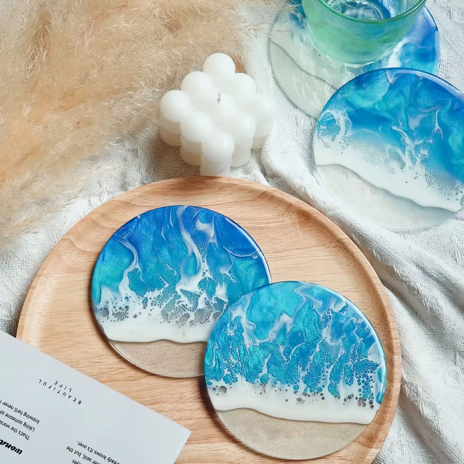 6 PCS Thickened Round Coaster Resin Molds - Silicone Molds for Epoxy Resin Casting, DIY Coasters, Bowl Mats & Candle Holders - Perfect for Home Decor, Table Setting & Gift Making