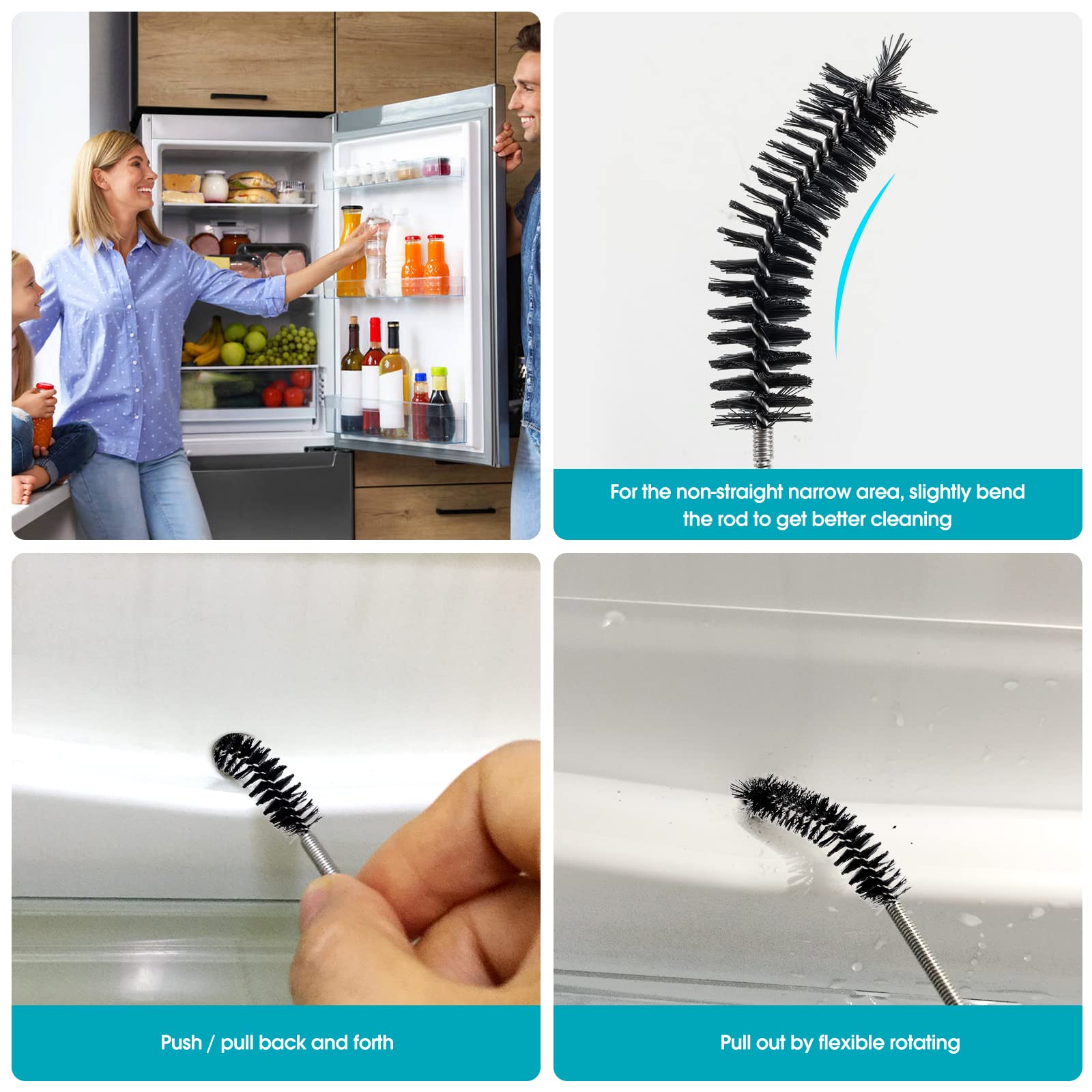 Flexible Drain Cleaning Brush - Slim Pipe & Hose Cleaning Tool for Kitchen Sink, Shower Drain, and Feeding Tubes (Black) | Perfect for Home Plumbing Maintenance