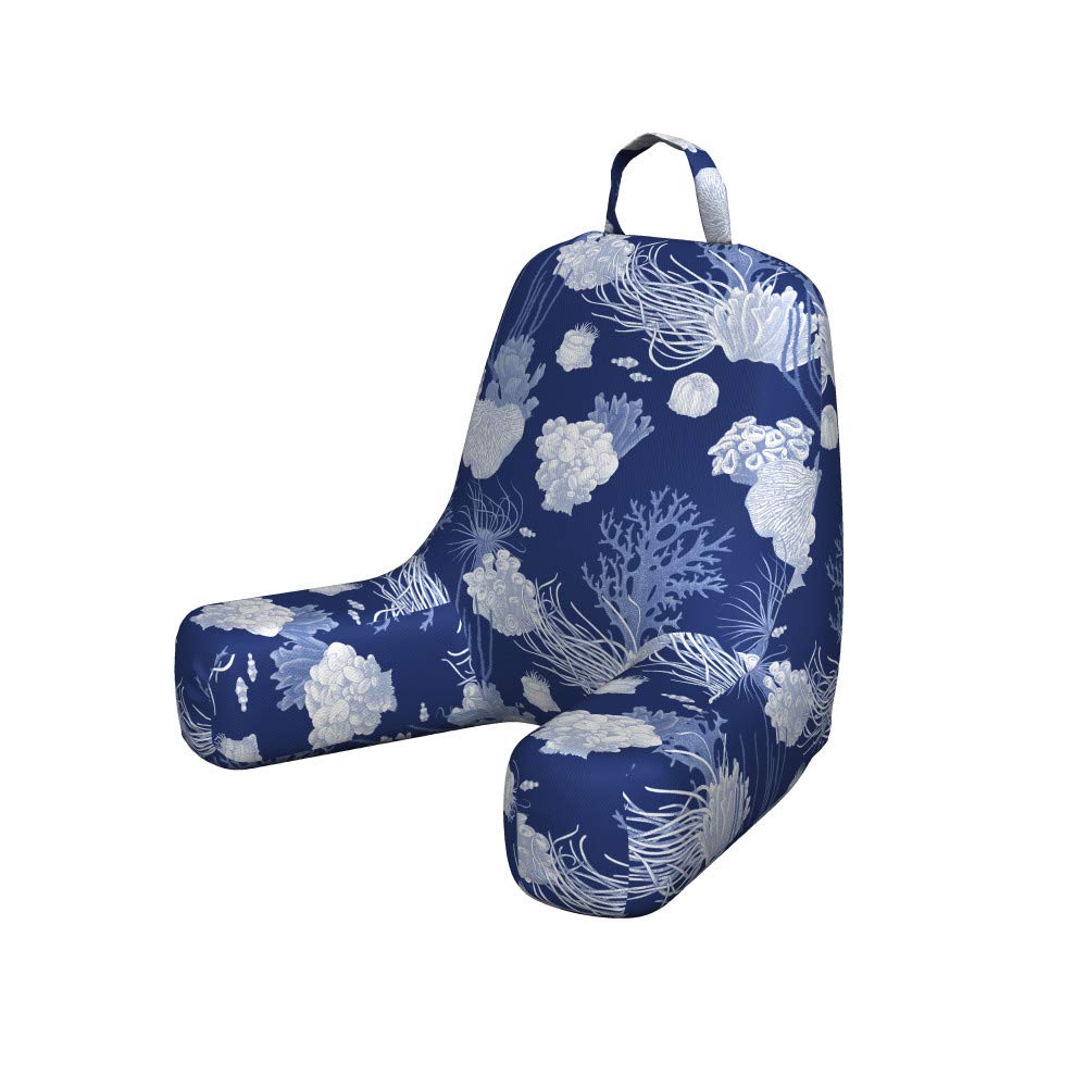 Ambesonne Nautical Reading Pillow Cover - Soft Fabric Printed with Sketch Pattern of Sea Corals in Various Shapes, Unstuffed Bed Rest Case, Small Size in Lavender Ceil Blue - Perfect for Reading, Lounging, and Home Decor