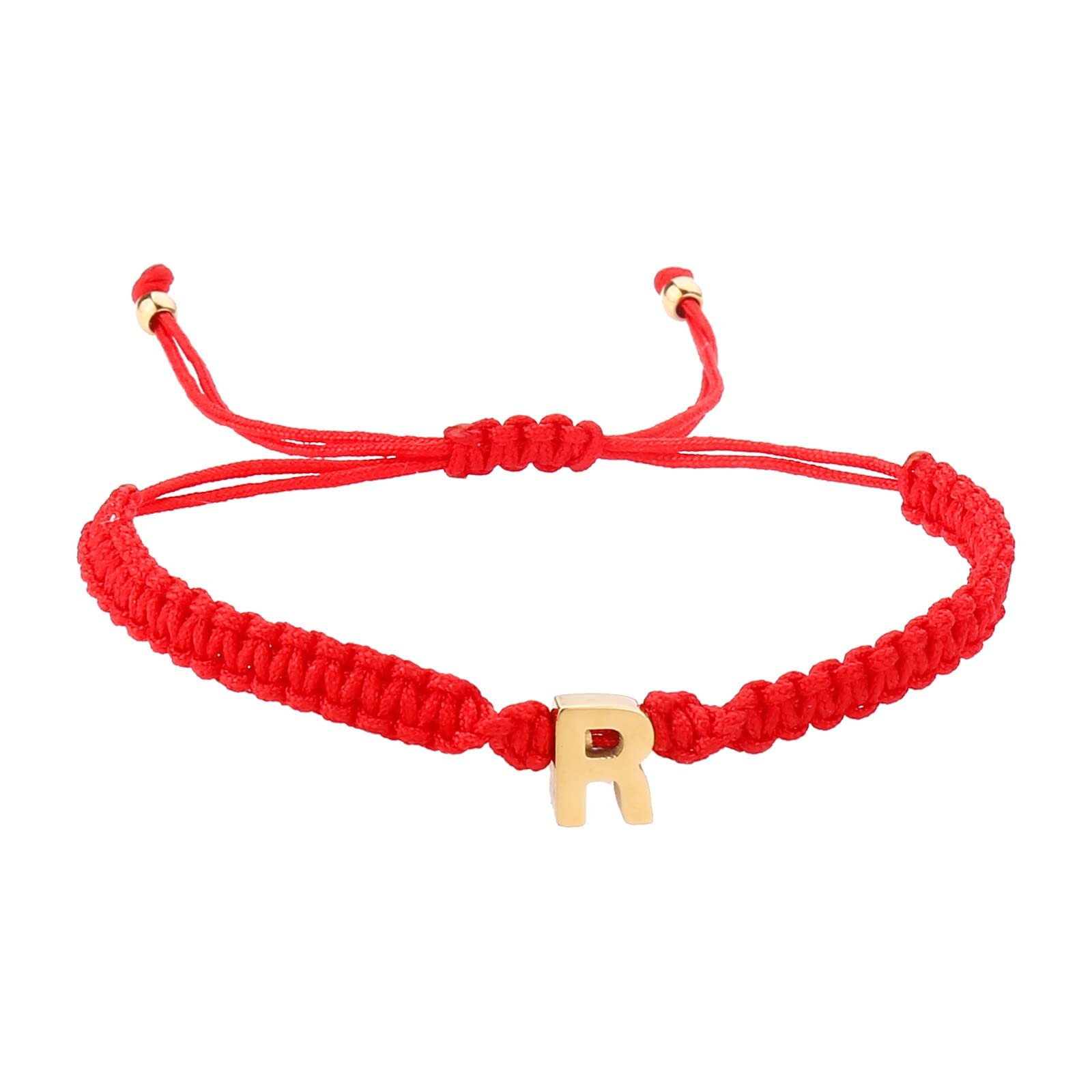 JOJOLOVEU Personalized 26 Initial Bracelet for Women - Stainless Steel Gold Plated Letter Charm Bracelet with Red Woven Band | Dainty Valentines Jewelry Gift for Her, Men & Girls (Size One Size) | Perfect for Anniversaries, Birthdays & Romantic Occasions
