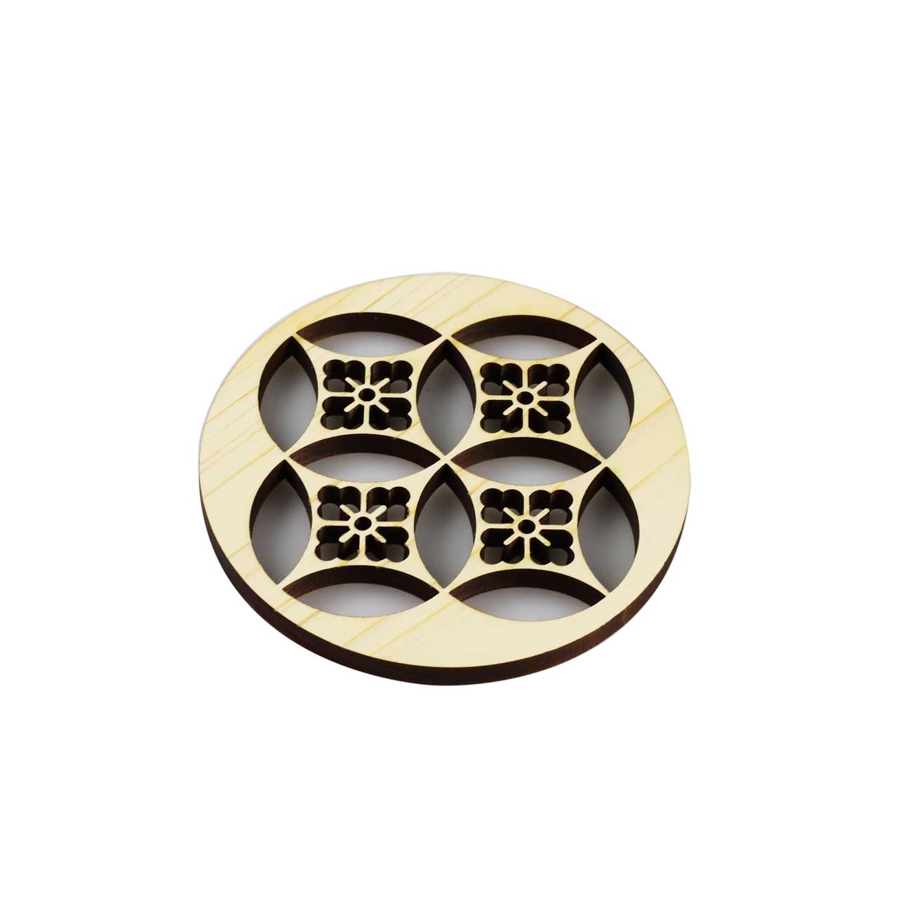 Premium Japanese Hinoki Wood Coaster Set - Handcrafted Floral Design for Hot & Cold Drinks - Perfect for Home, Office, and Gift Giving