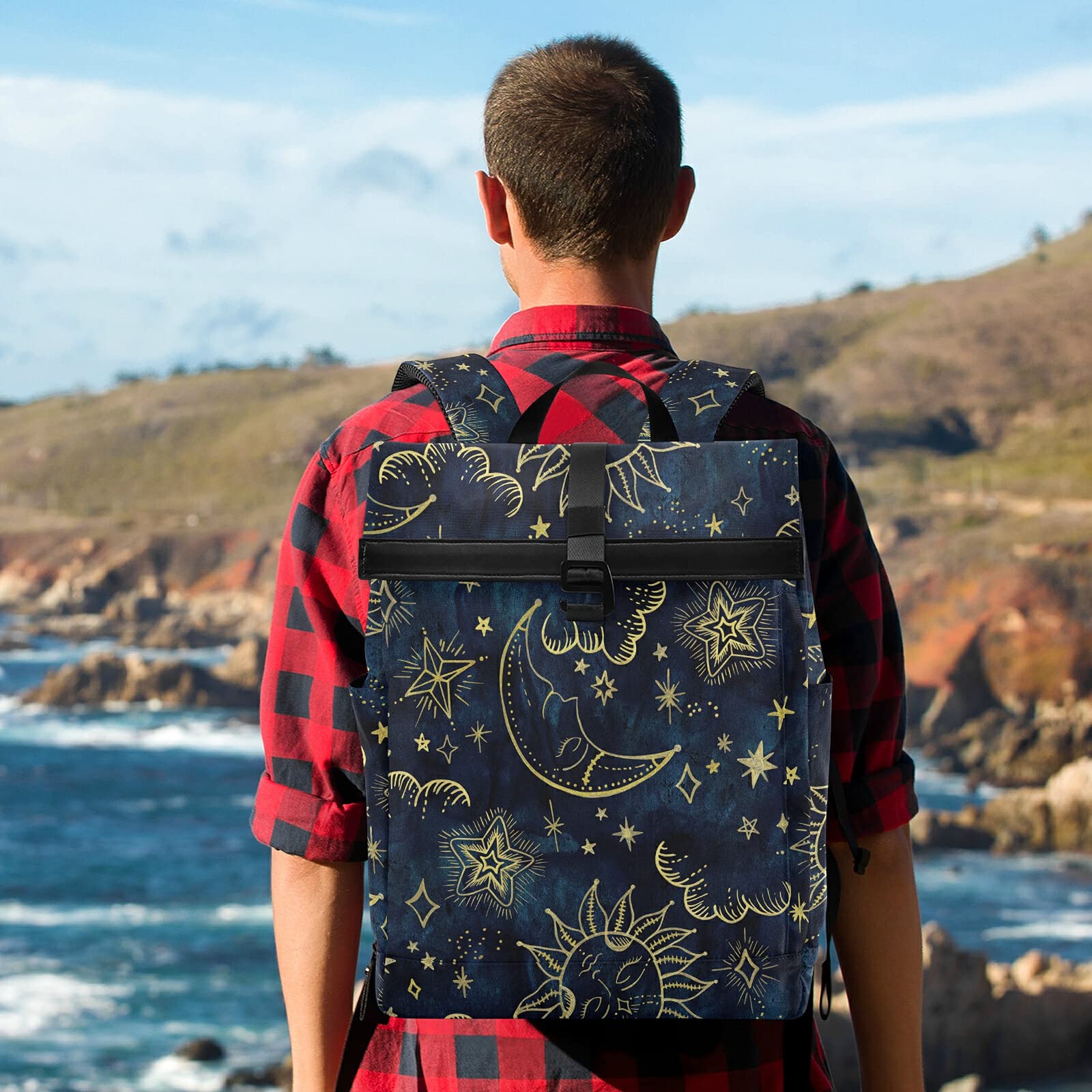 ALAZA Sun Moon Boho Cosmos Astrology Large Waterproof Anti-Theft Laptop Backpack for Women & Men - Fits 13-17.3 Inch Laptops - Perfect for Travel, Work & College