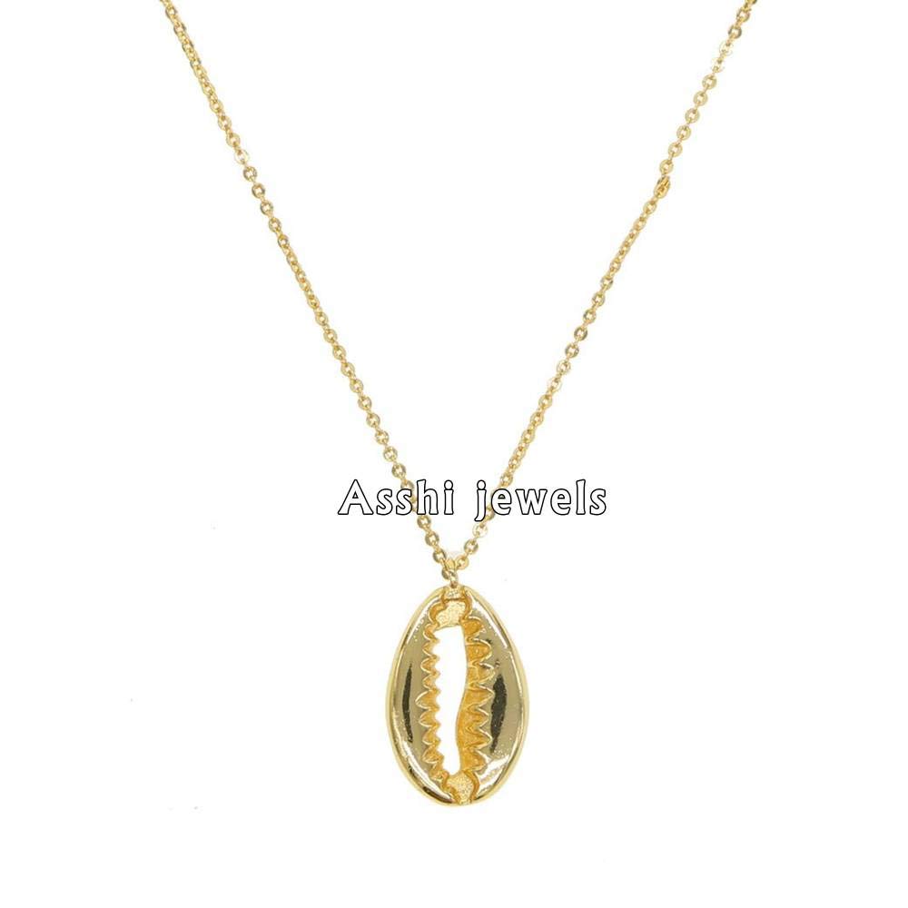 925 Sterling Silver & Gold Vermeil Cowrie Shell Necklace for Women - Handmade Designer Seashell Jewelry for Beach, Boho & Summer Outfits
