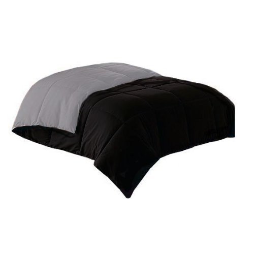 Reversible Microfiber Down Alternative Comforter - Twin XL, Black & Grey - Ultra Soft All-Season Bedding for Cozy Sleep & Guest Rooms