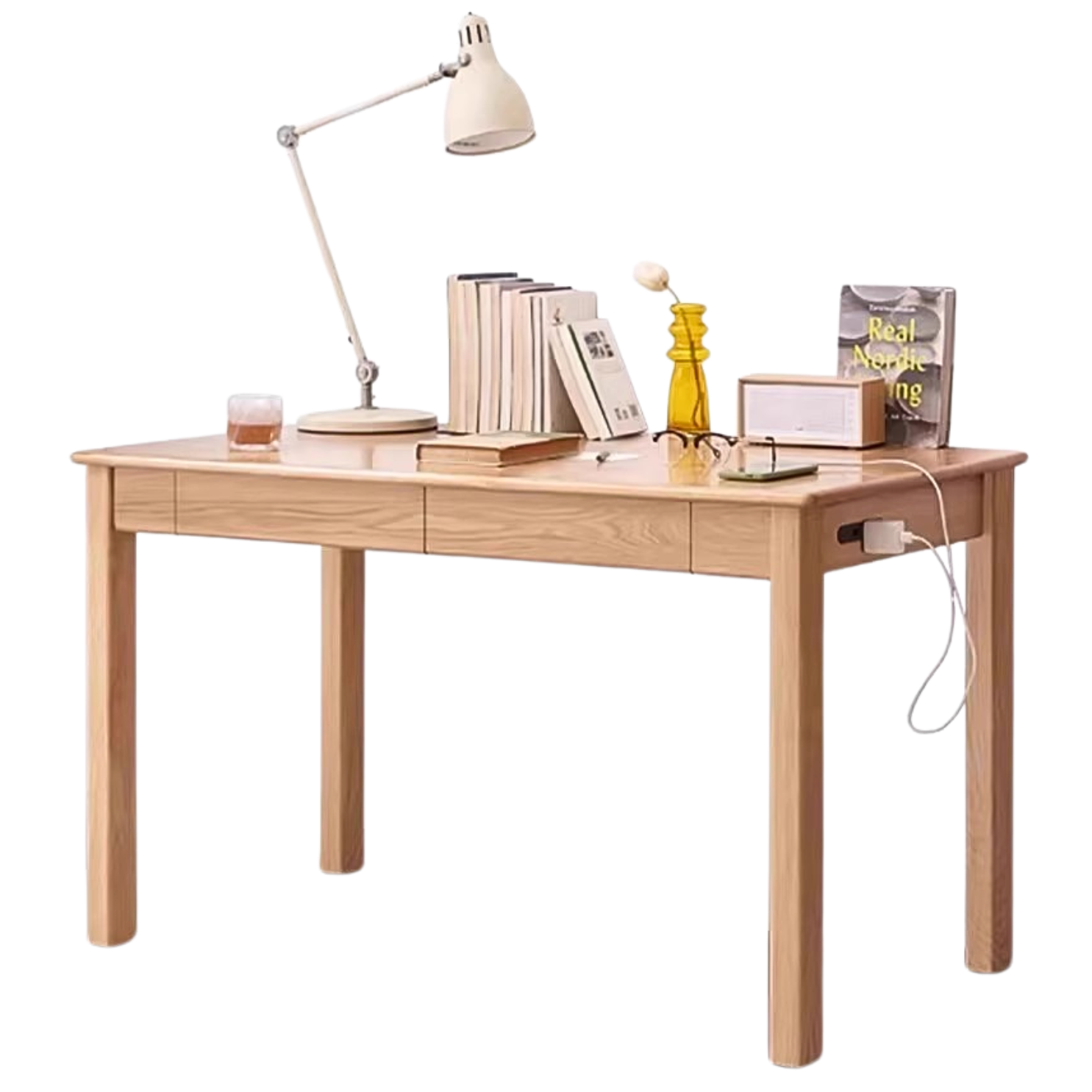 55.1x27.6x29.5 inch / 140x70x75сm / Natural Wood Color / Ash desk two drawers