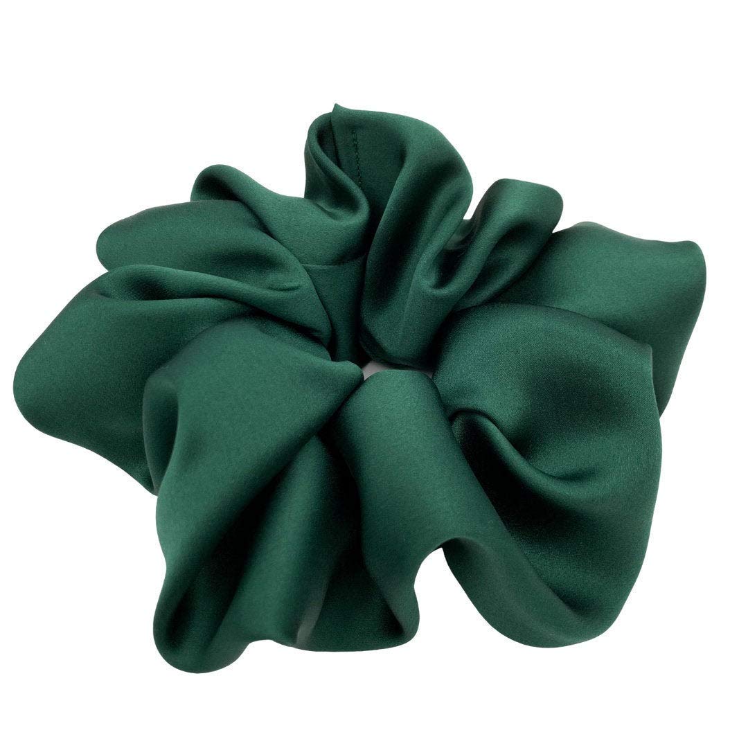 Satin Silk Hair Scrunchies Set - Black, Pink, White & Green - Soft & Elegant Hair Accessories for Women & Girls - Perfect for Work, Gym, Party & Everyday Wear