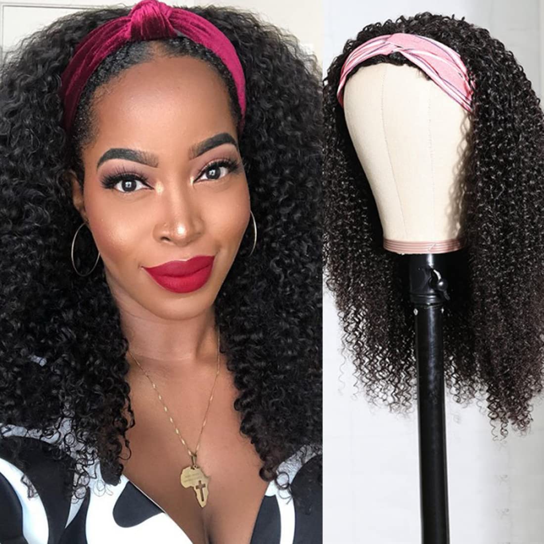 Beauty Forever 10A Grade Afro Kinky Curly Half Wigs for Women - 20 Inch Virgin Human Hair 3/4 Wig with 150% Density, Natural Color, Beginner Friendly Wear & Go Style | Perfect for Daily Wear, Cosplay, and Protective Hairstyles