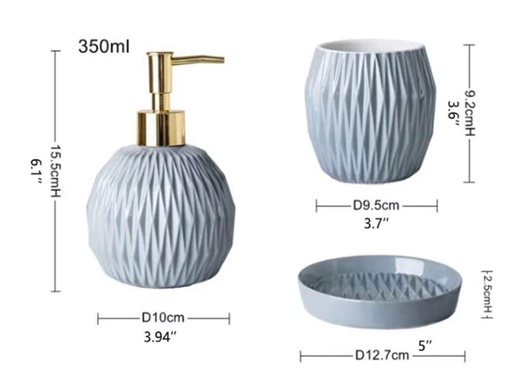 Nordic 4-Piece Bathroom Accessories Set - Soap Dispenser, 2 Cups & Soap Dish | Modern Bath Decor for Home, Spa & Hotel Use