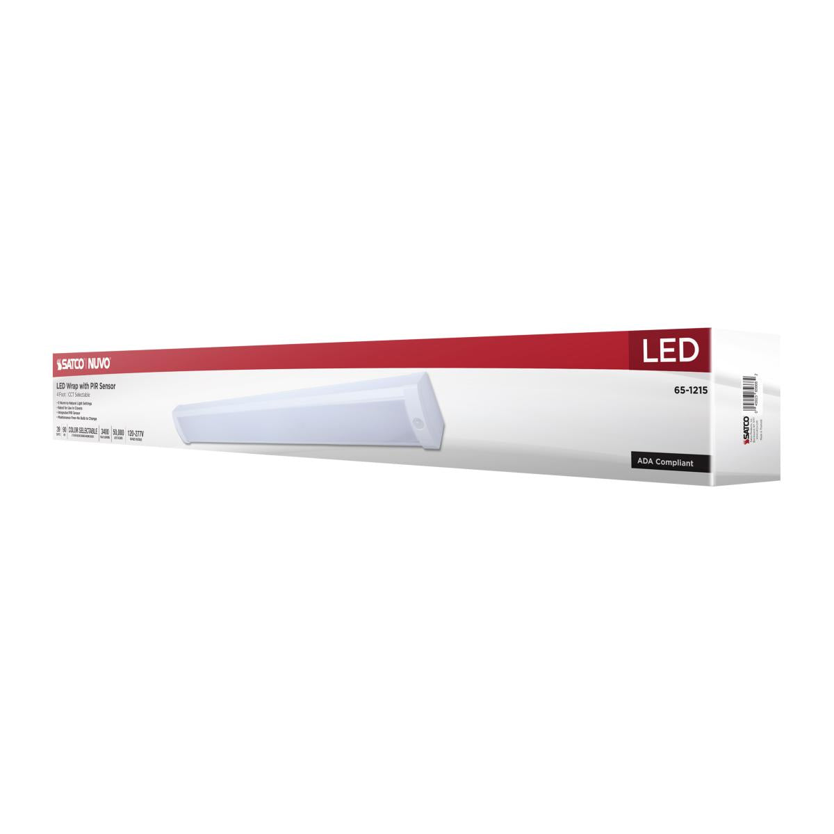 4ft LED Ceiling Wrap Light Fixture - 39W 3400 Lumens with Selectable CCT (3000K-5000K) & Motion Sensor - 120-277V Dimmable - Perfect for Garage, Basement, Warehouse & Commercial Lighting