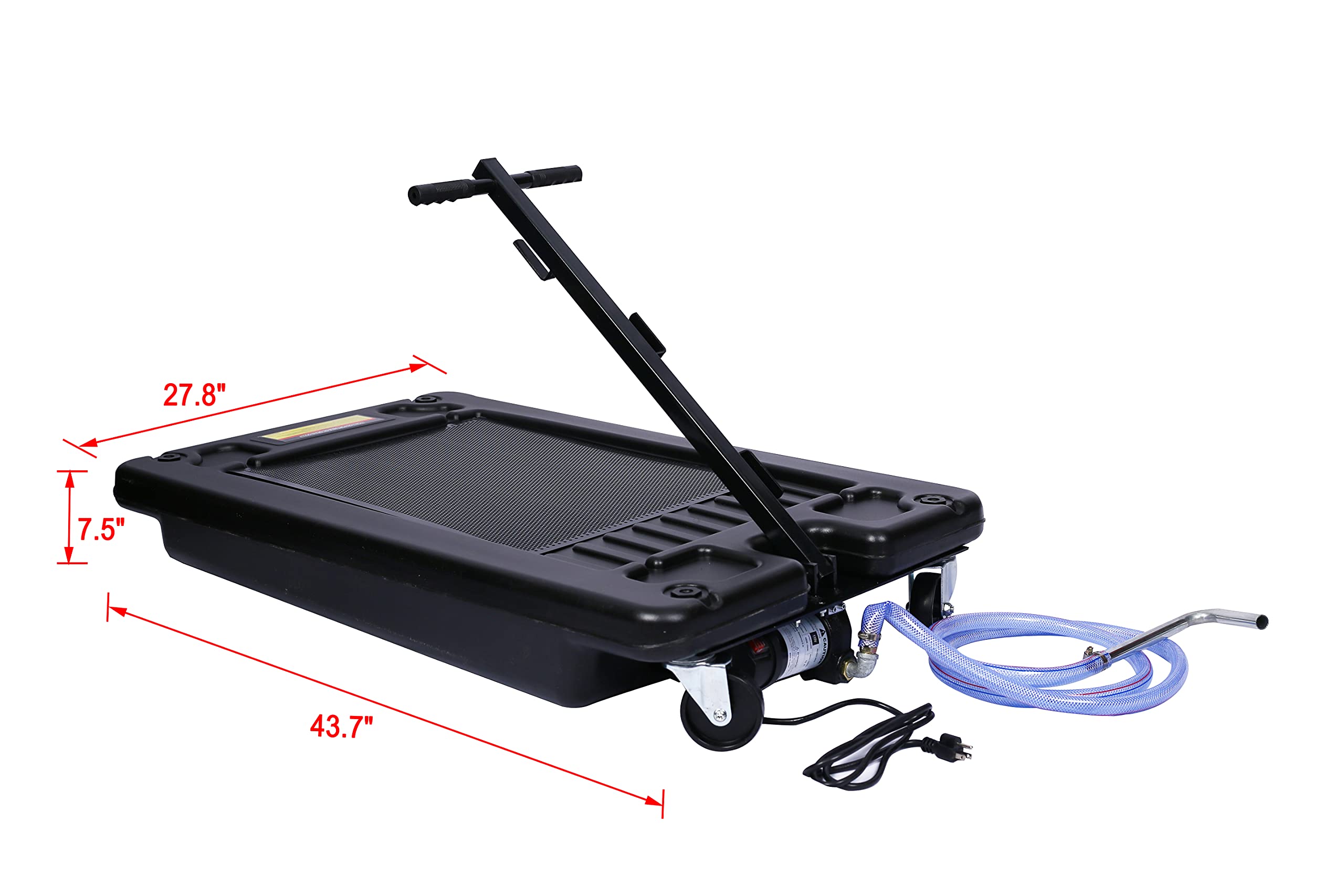 HomVent 17-Gallon Black Stainless Steel Oil Drain Pan with Electric Pump - Portable Low Profile Oil Change Pan for Trucks, SUVs & Cars - Ideal for DIY Auto Maintenance & Garage Use