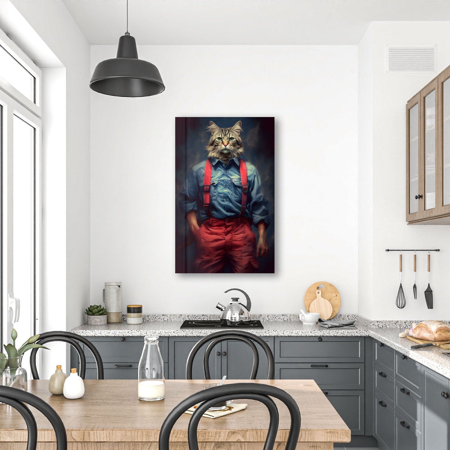 Mr. Cat Premium Tempered Glass Wall Art - Elegant Home Decor for Living Room, Bedroom & Office