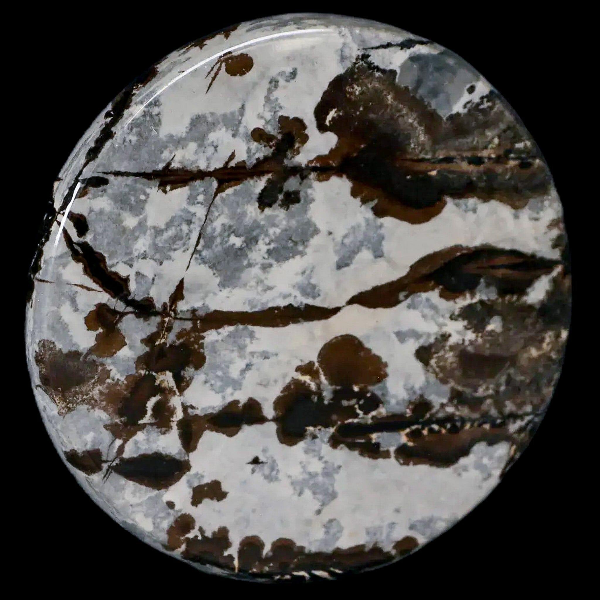 60MM Chinese Picture Jasper Mineral Specimen - Round Polished Slab from Liaoning, China - Perfect for Crystal Healing, Jewelry Making & Mineral Collection