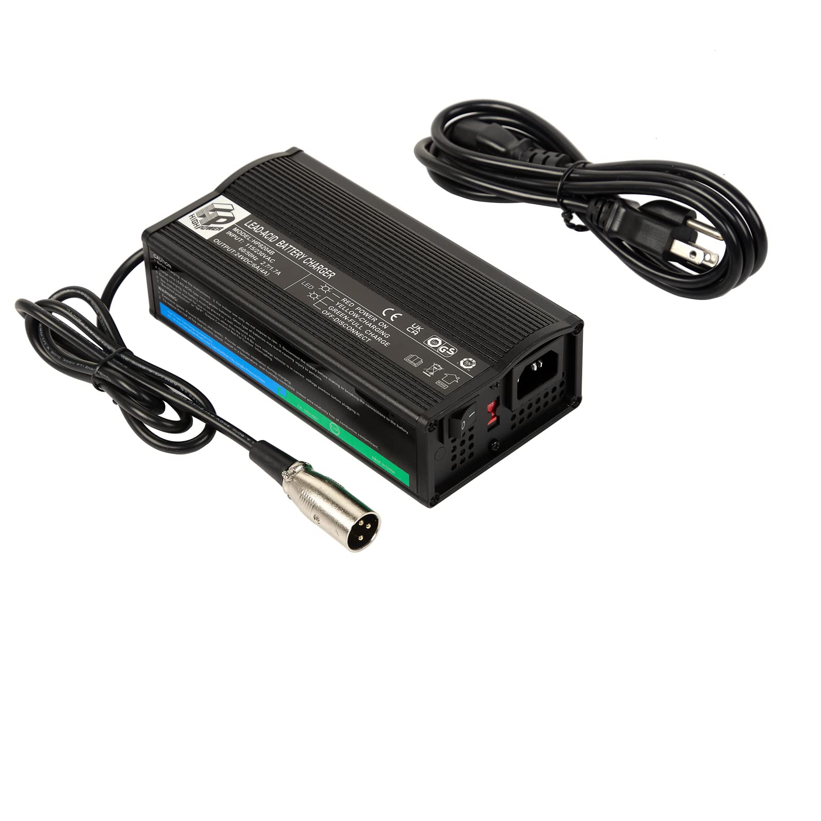 24V 4.0A XLR HP8204B Lead-Acid Battery Charger for Electric Wheelchairs & Mobility Scooters - Fast Charging, Safe & Reliable Power Solution for Home & Outdoor Use