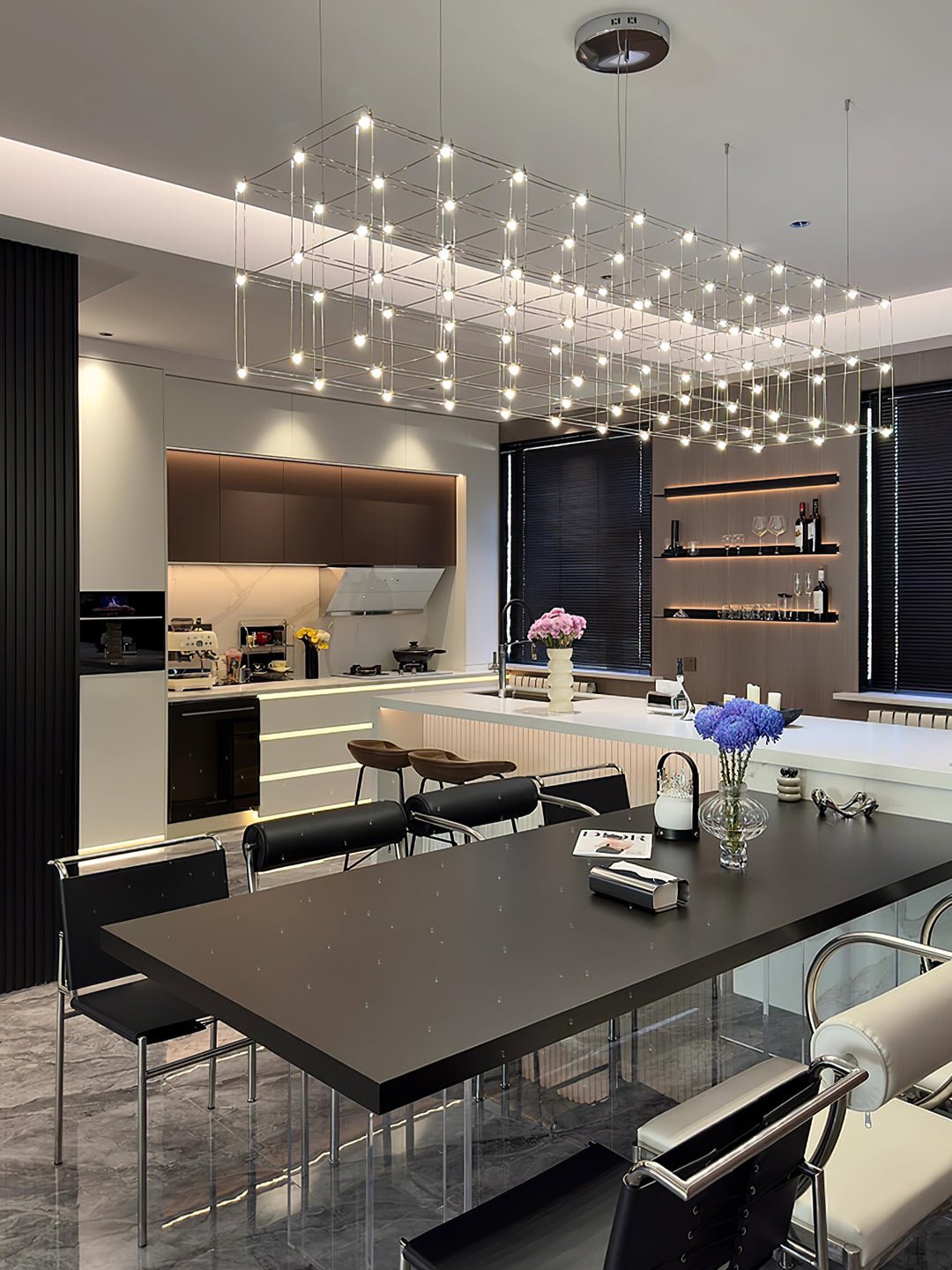 Cosmic Cube Pendant Light - Modern LED Hanging Fixture for Kitchen Island, Dining Room & Bedroom Decor