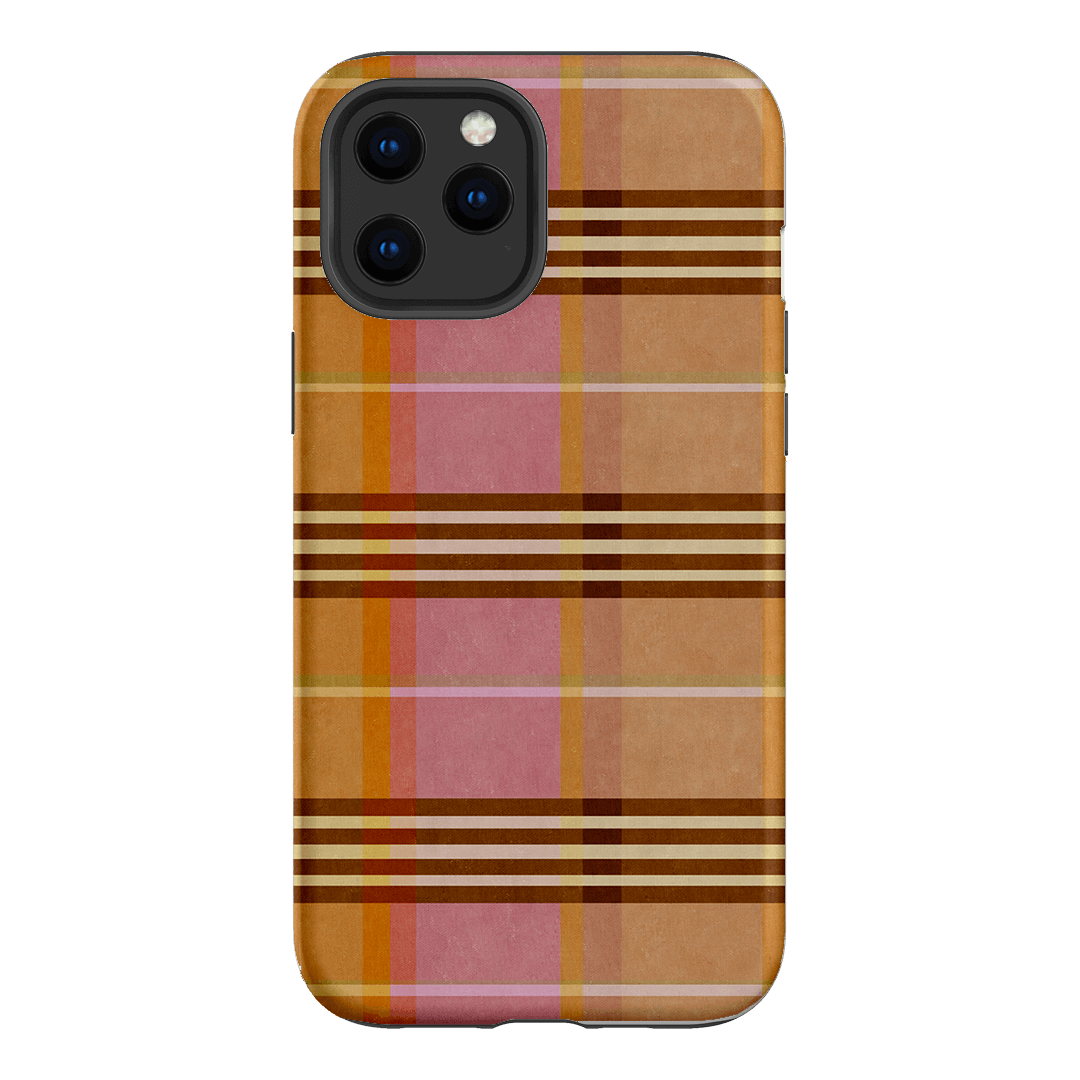 Peachy Plaid Phone Case for iPhone 15/14/13/12/11 Pro Max - Cute Tartan Pattern Protective Cover with Shockproof Design - Perfect for Everyday Use, Travel & Fashion Accessories