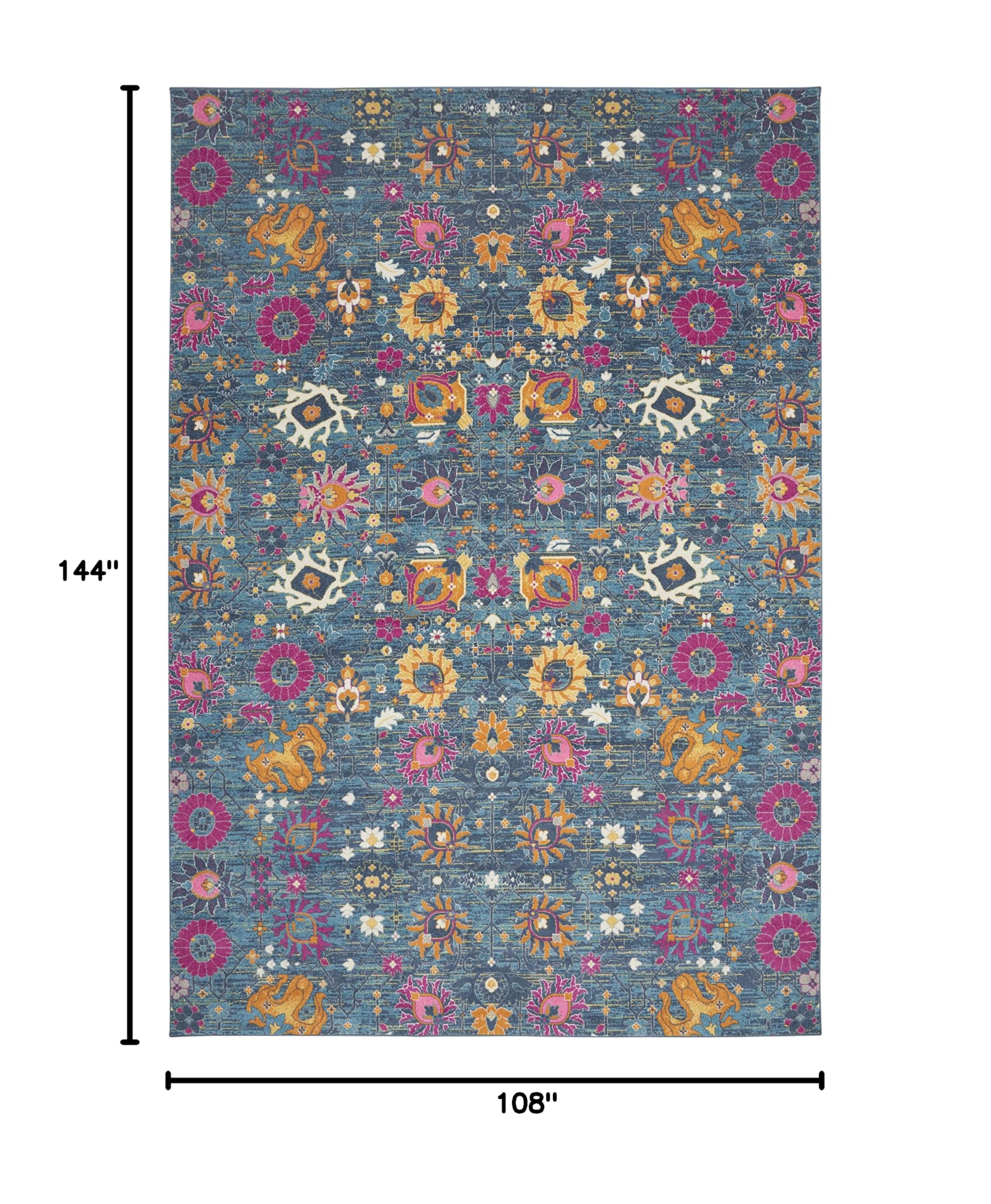 Nourison Passion Denim 9' x 12' Bohemian Moroccan Area Rug - Non-Shedding & Easy to Clean - Perfect for Living Room, Bedroom, Dining Room & Kitchen Decor