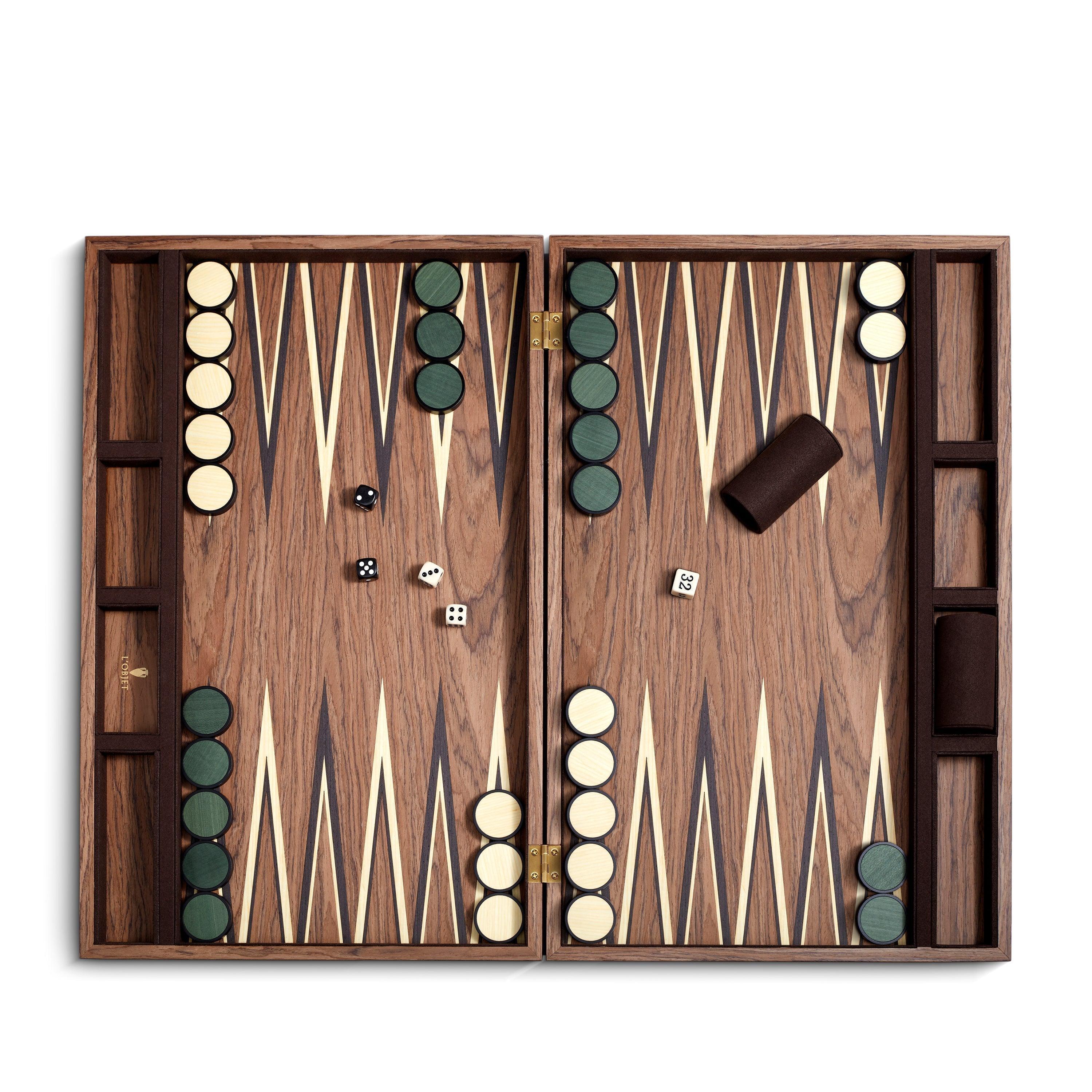 Premium Matis Backgammon Set - Classic Wooden Board Game with 30 Checkers, 4 Dice & Doubling Cube - Perfect for Family Game Nights, Travel & Gifts